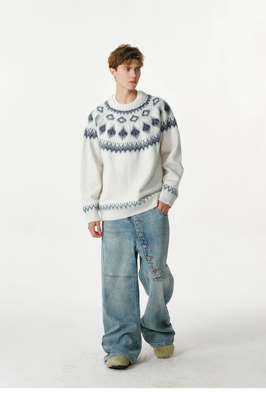 빈티지 자카드 스웨터 커플 스웨터 SIN0996 