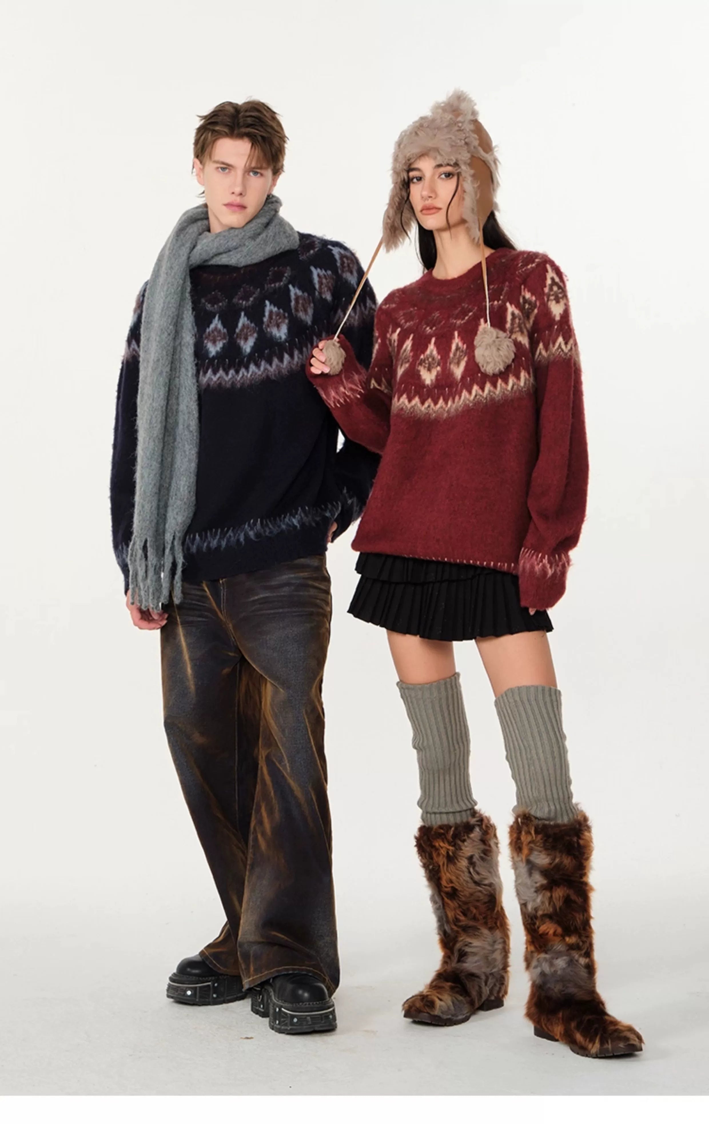 빈티지 자카드 스웨터 커플 스웨터 SIN0996 