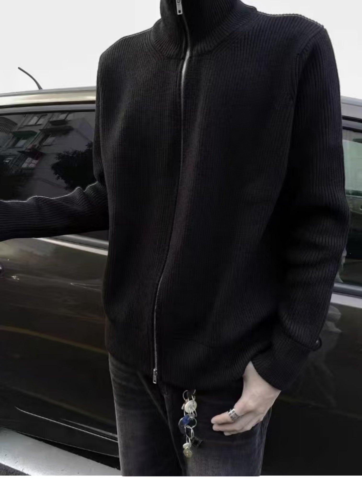 [WXB] 한국산 골지 지퍼업 하이칼라 셔츠 st4010