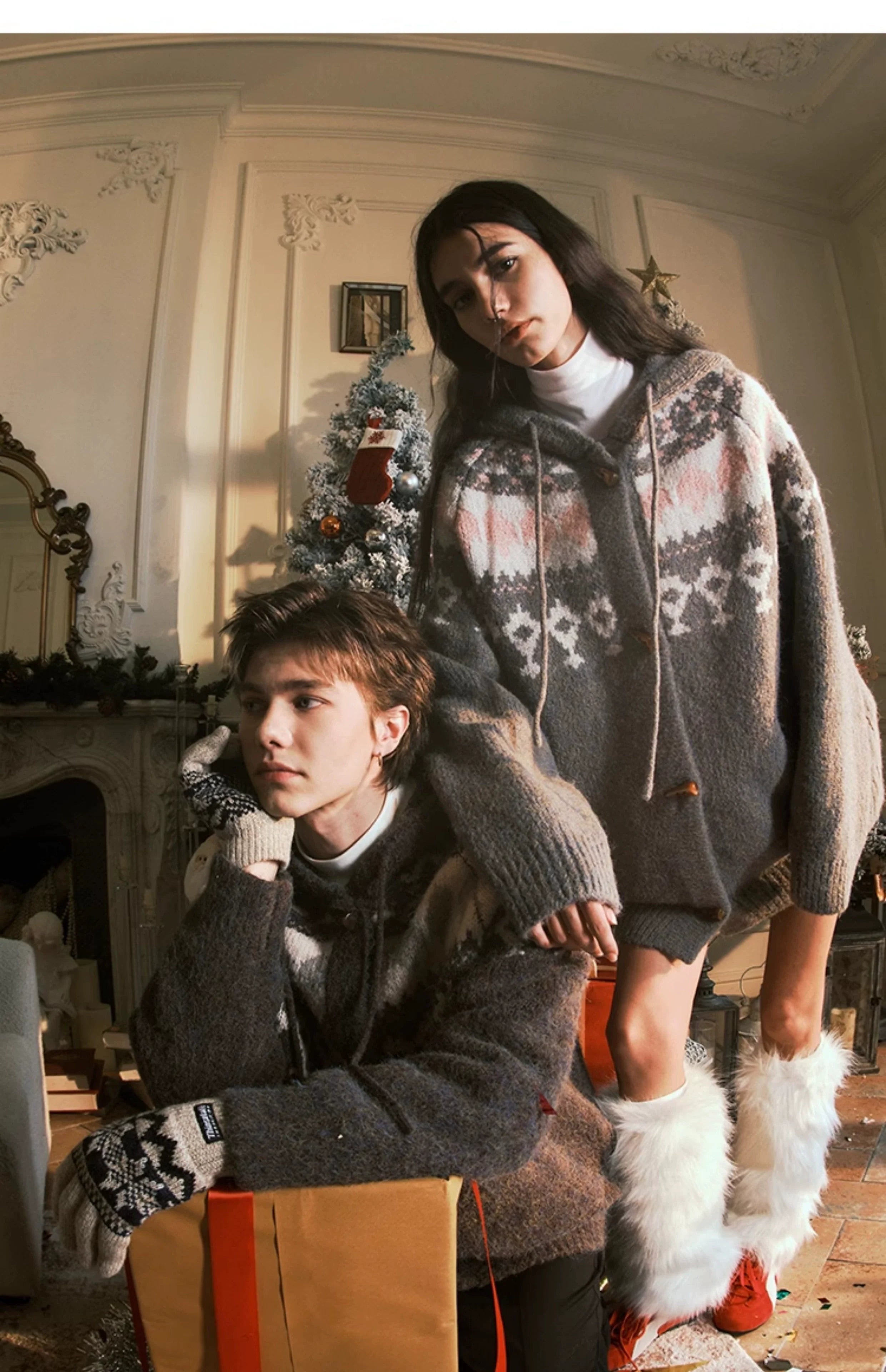 Christmas sweater couple hooded jacket SIN0997