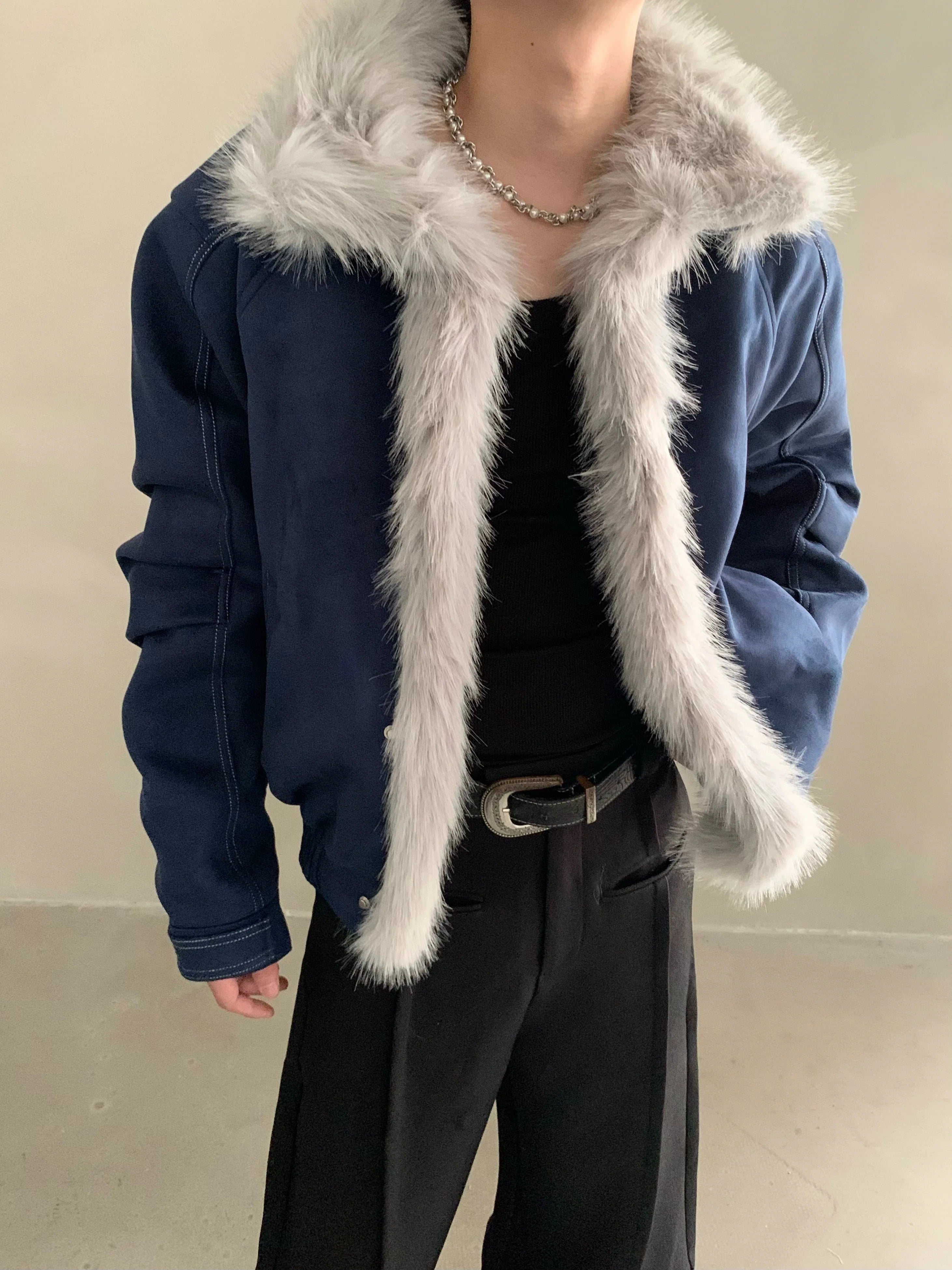 Winter niche high-end ruffian handsome sweater-neck cotton-padded jacket for men with thickened thermal seat mountain carving cotton-padded jacket