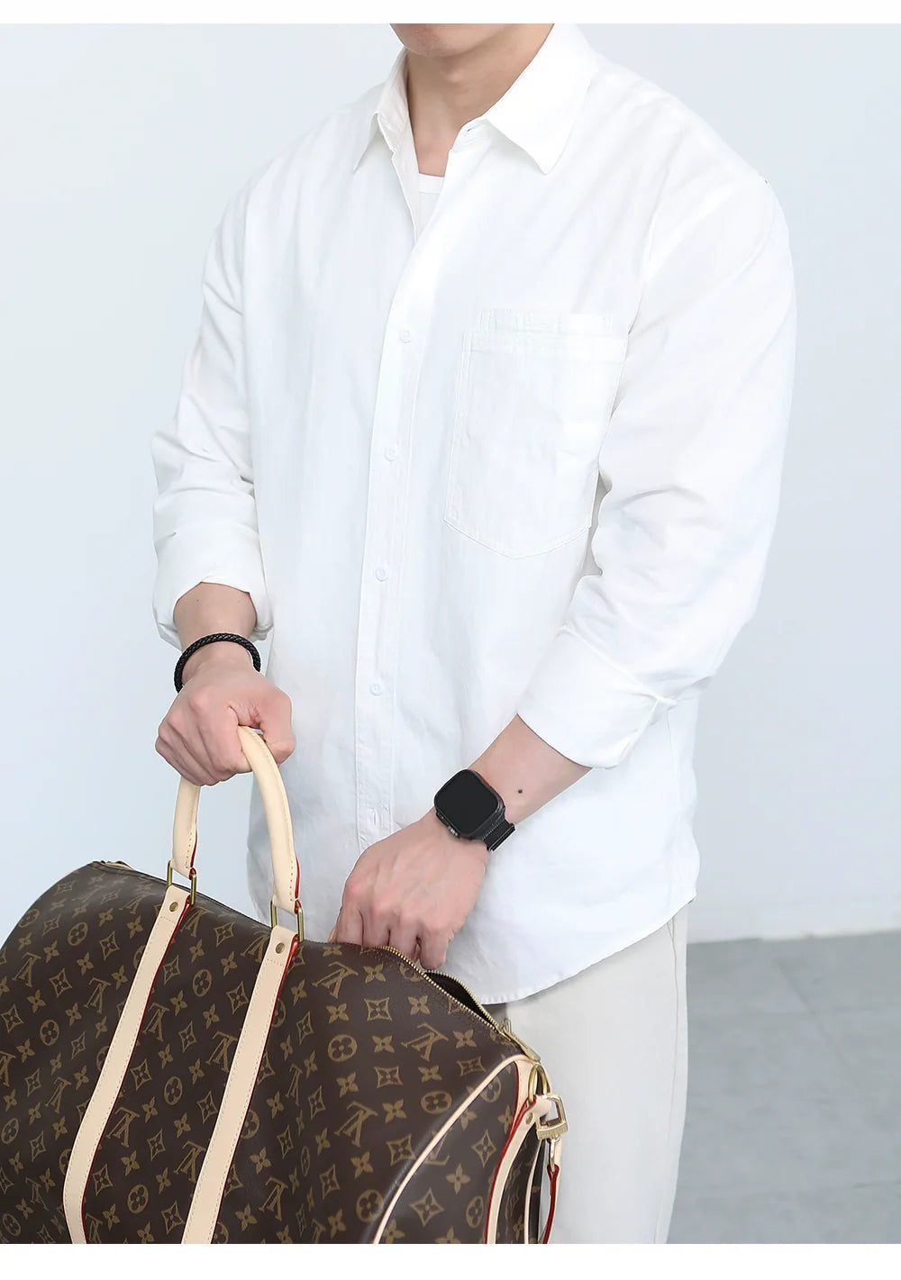 Premium long-sleeved white casual shirt SIN0950