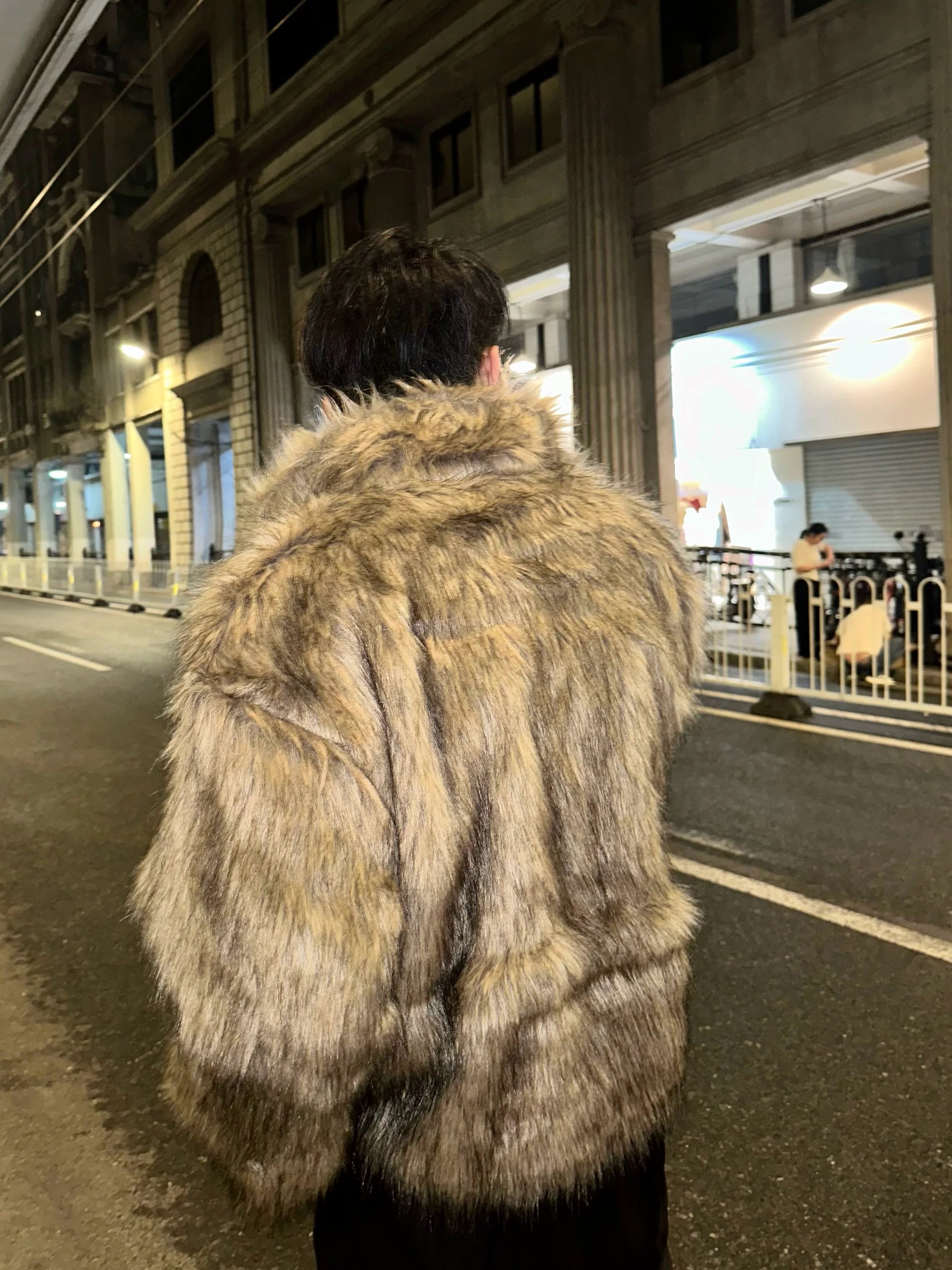 Winter high-end fashionable environmentally friendly fur short jacket male ruffian handsome lapel fur integrated jacket