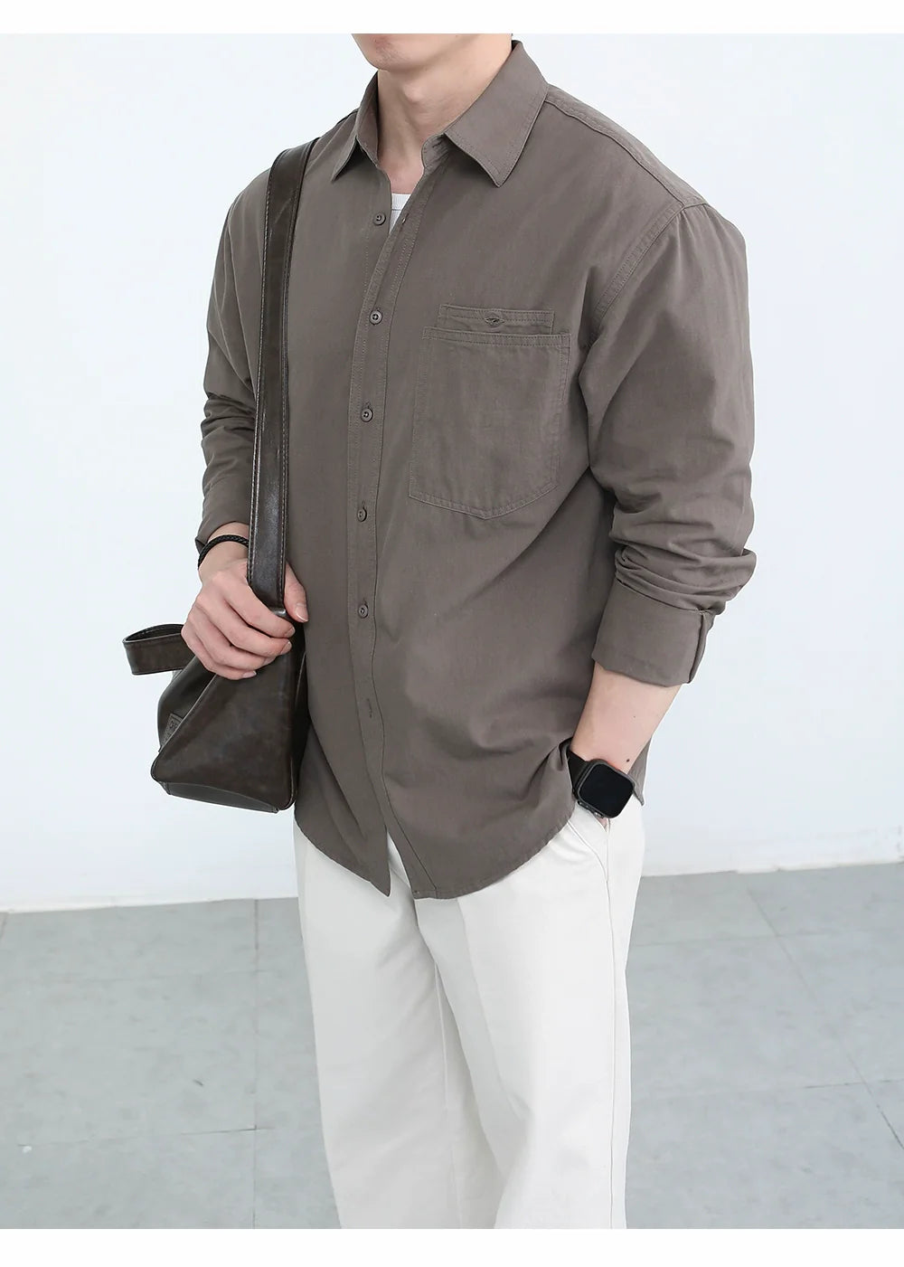 Premium long-sleeved white casual shirt SIN0950