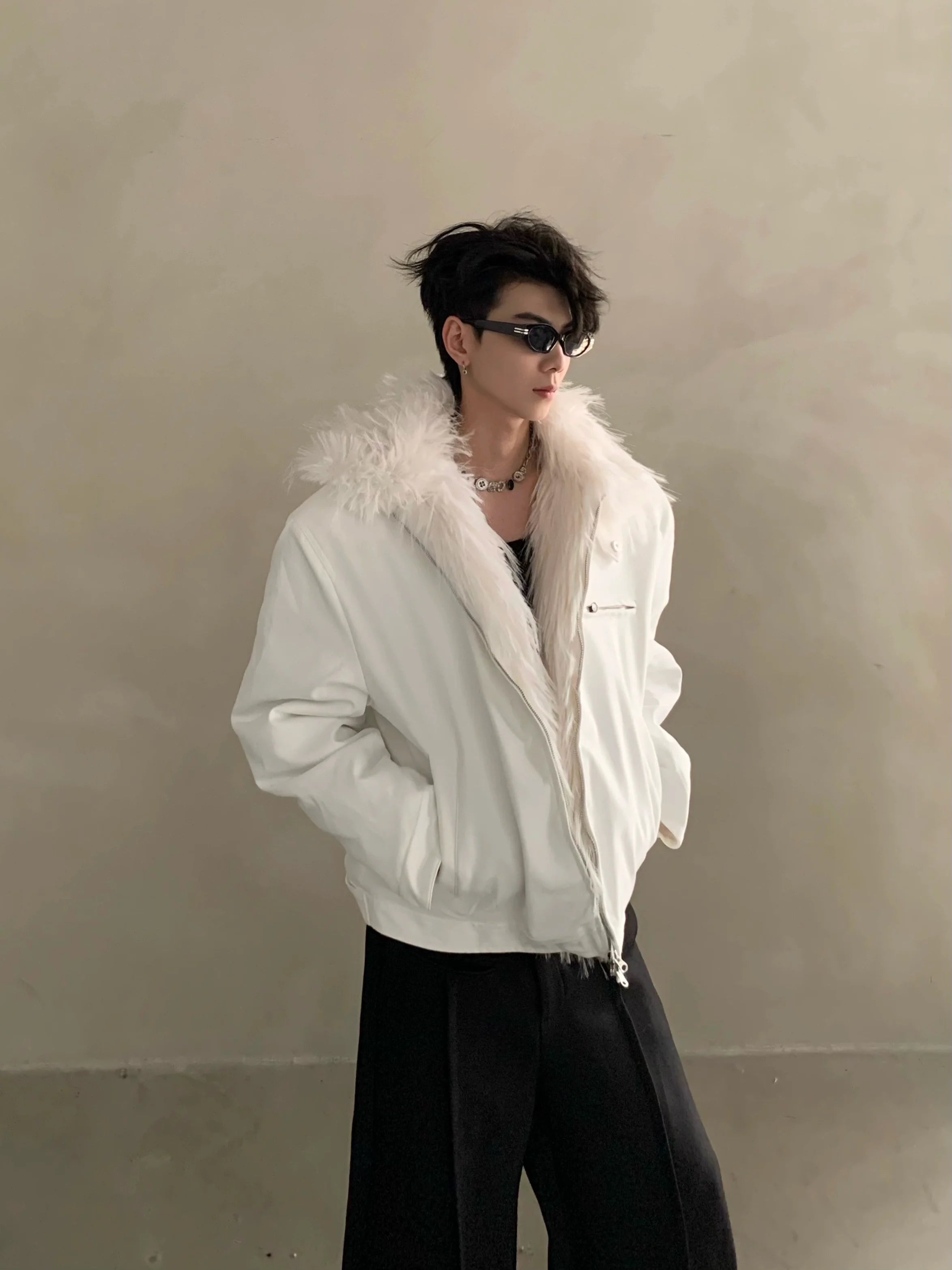 Winter niche mink fur collar seat mountain carved cotton-padded coat men's thickened warm high-end jacket jacket