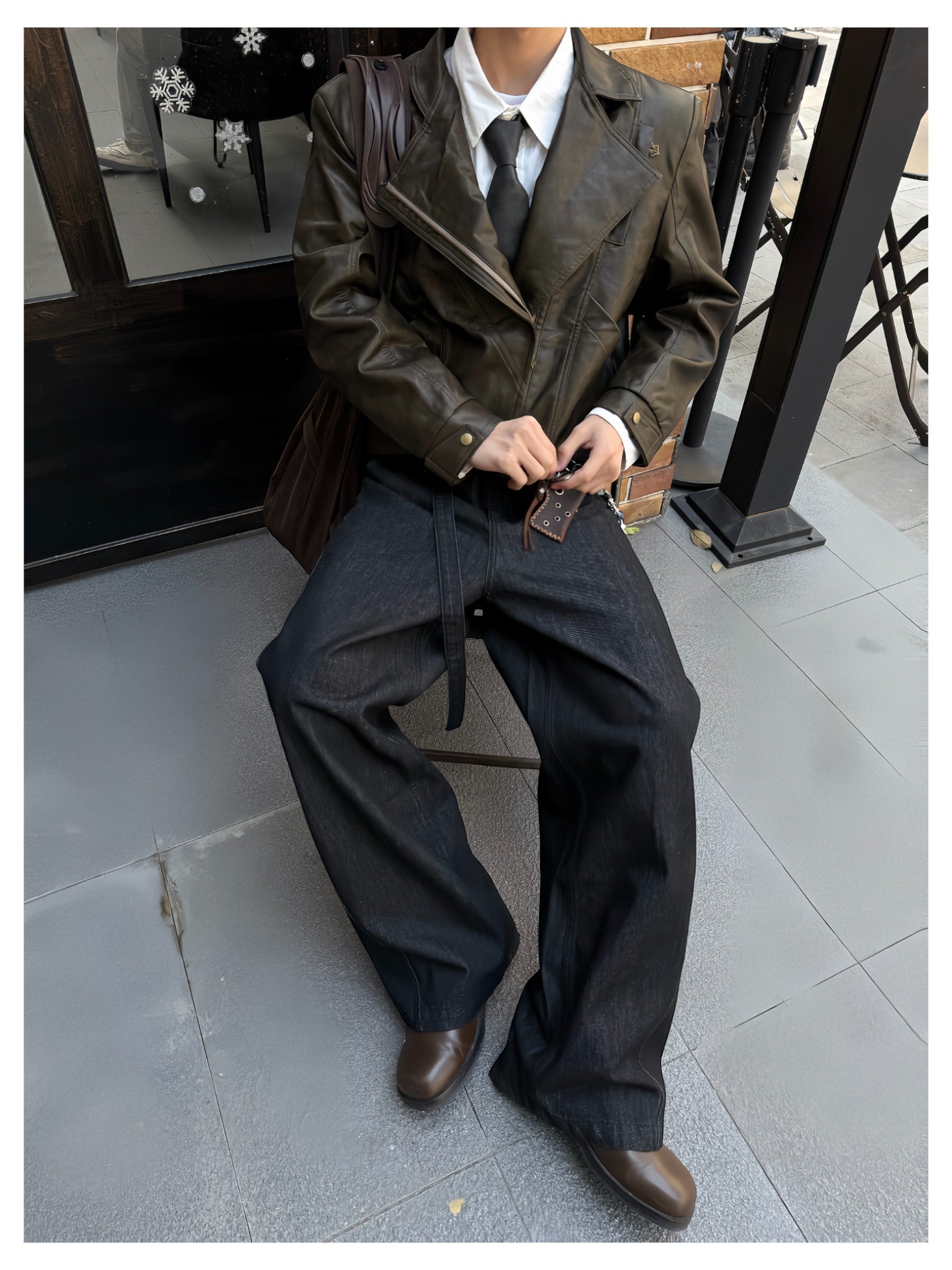 [SINONOME] DRAWSTRING A-CUT HEAVY JEANS st5021