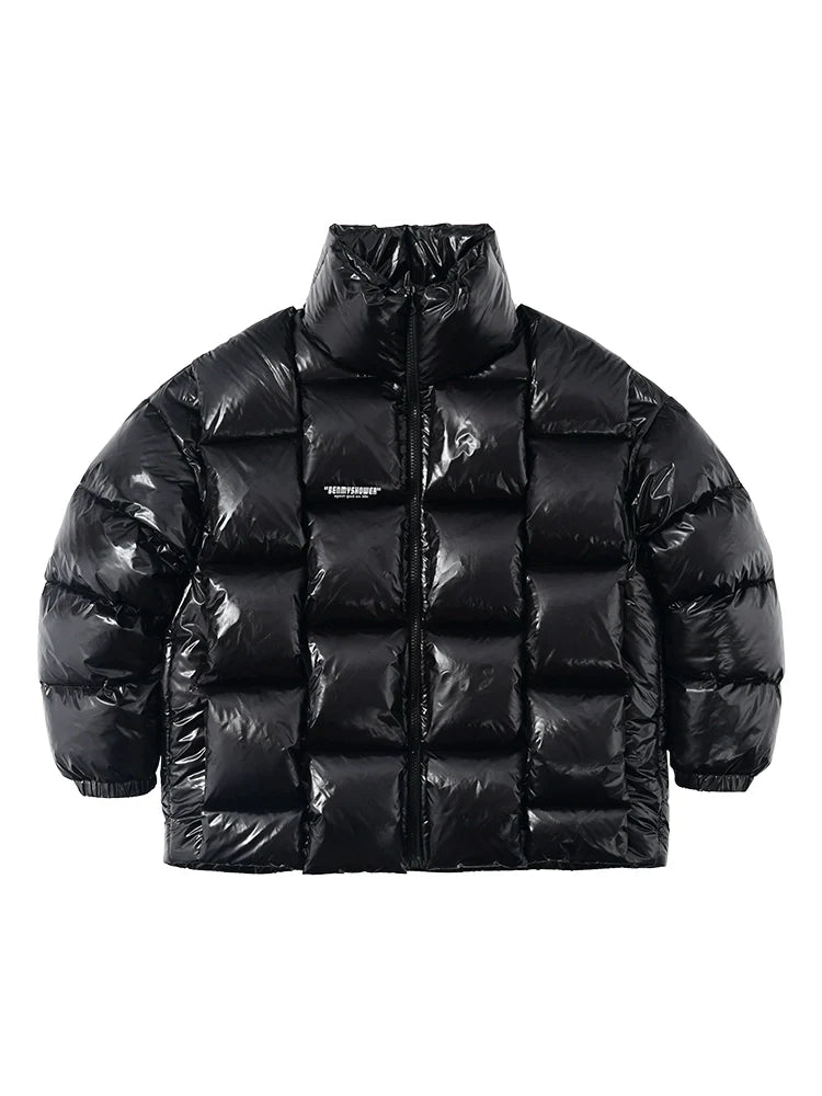 American woven down jacket men's trendy brand white duck down winter couple jacket stand-up collar bread jacket