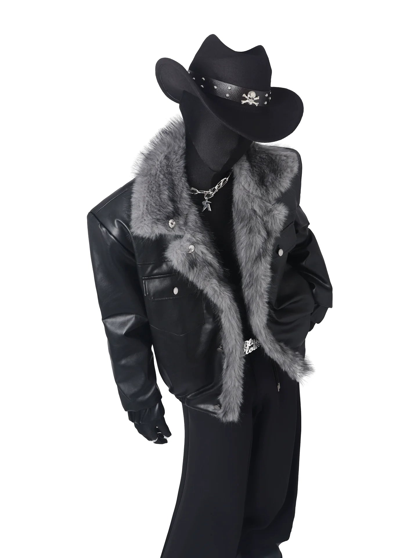 Black Clothes Premium Sense Large Fur Collar Seat Mountain Carving Jacket Men's Winter Fleece Short Jacket Cotton Clothing Tide