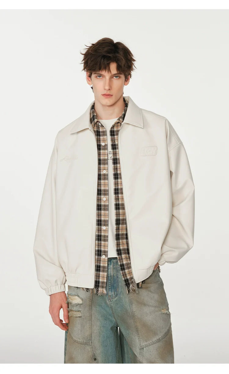 American cleanfit embossed double zipper biker jacket SIN0989