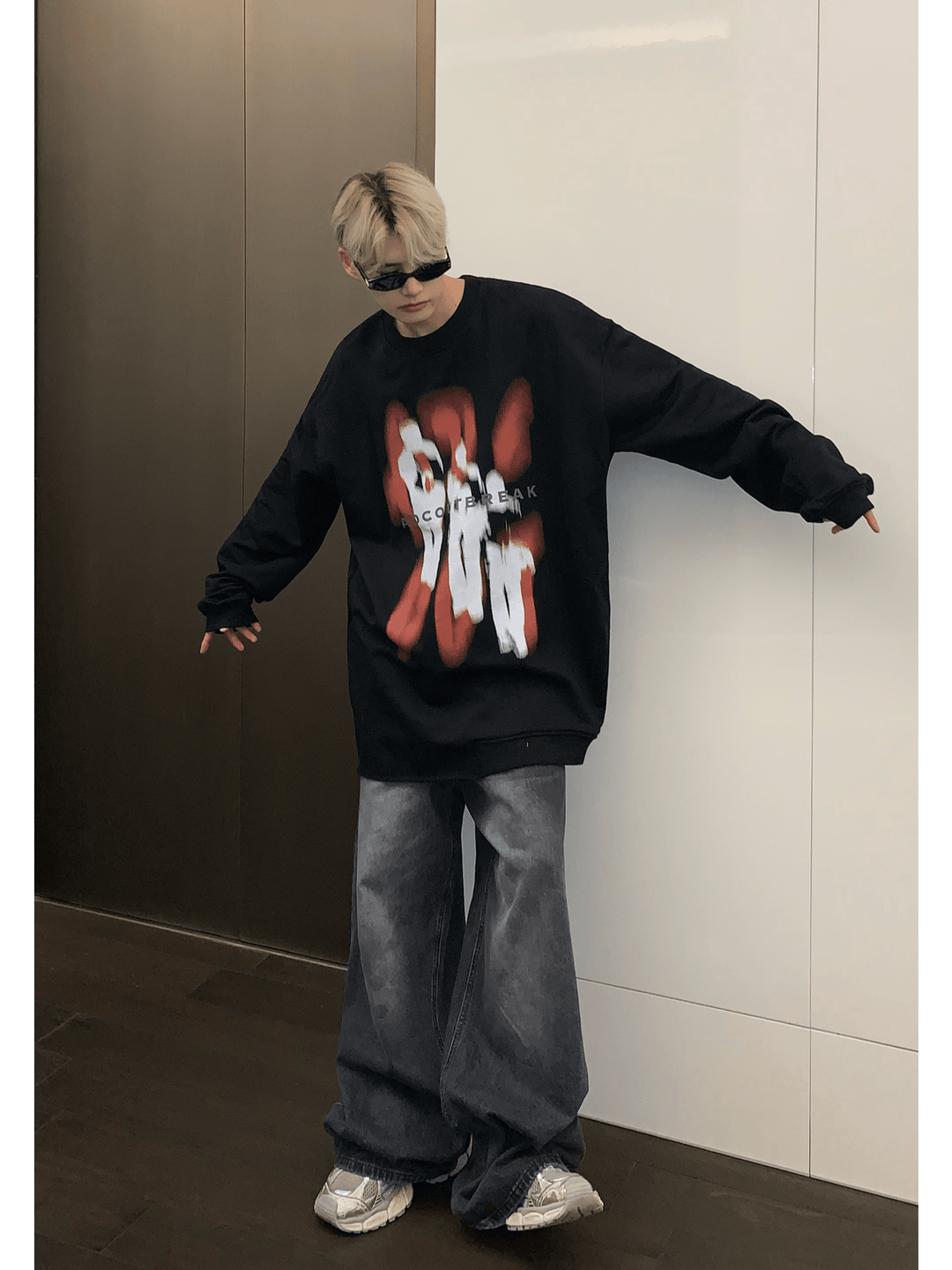 [CUIBUJU] 컬러 콘트라스트 프린팅 스웨터 ST1846