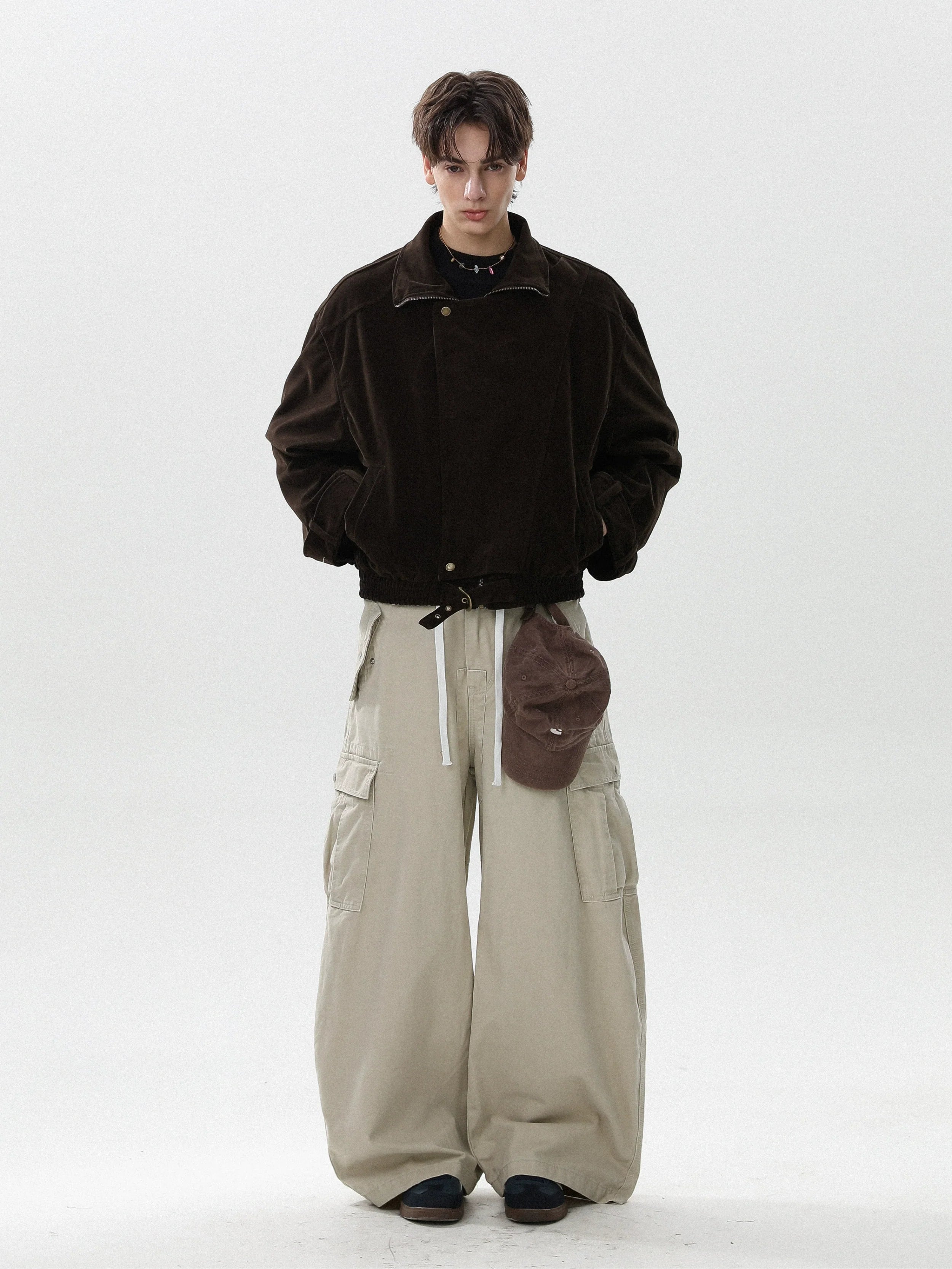 American slack lazy style retro jacket for men and women autumn loose stiff ruffian handsome coat couple