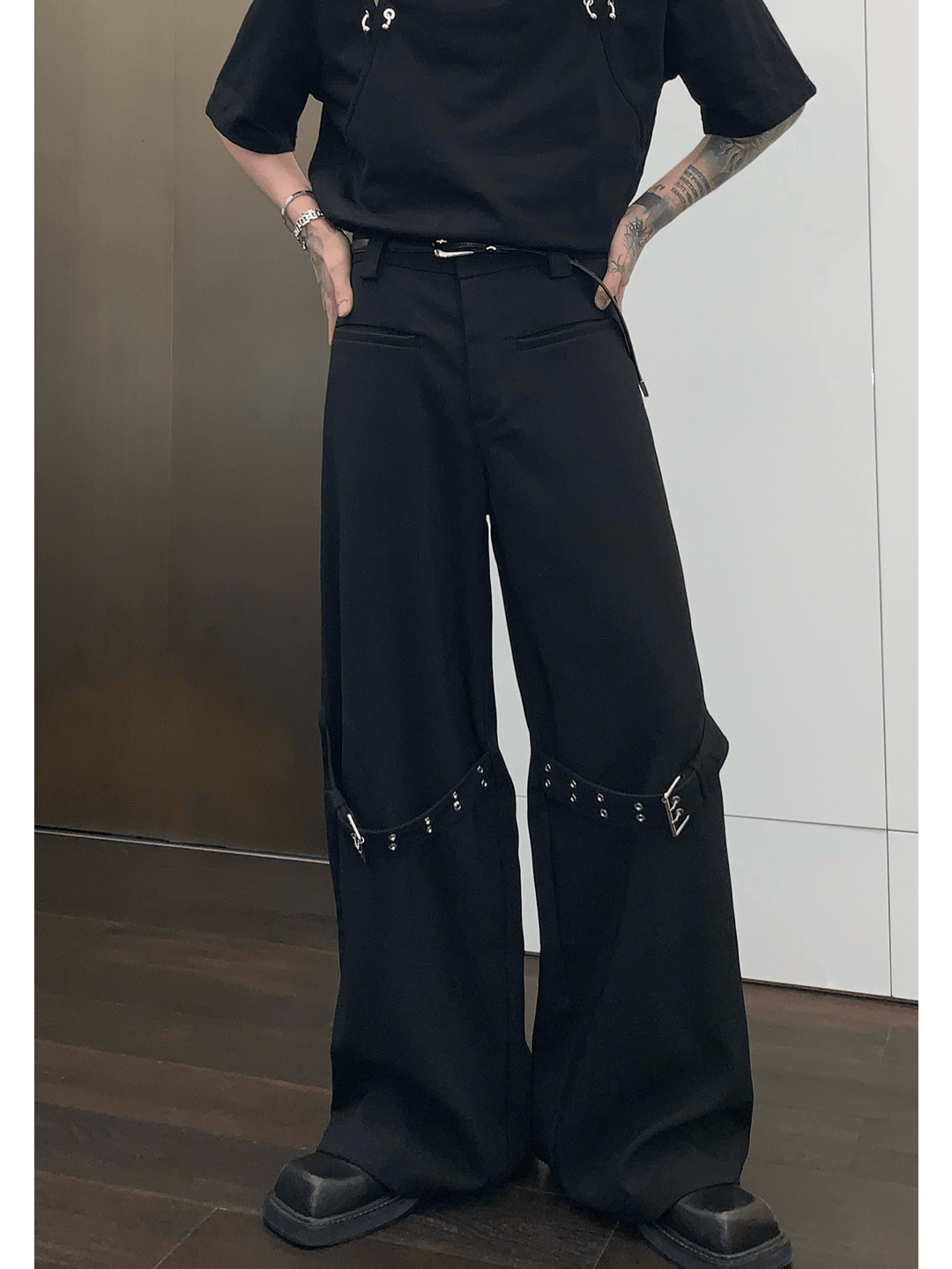[CUIBUJU] strap design straight suit pants st1755