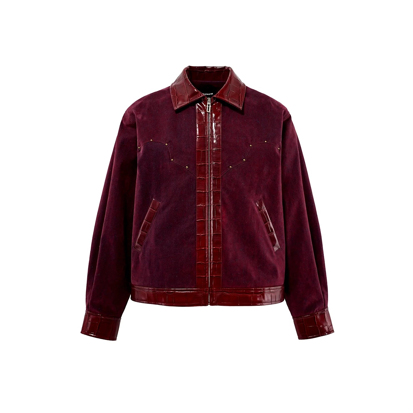 Heavy bead mountain python lapel jacket men's velvet feeling washed splicing denim jacket tide