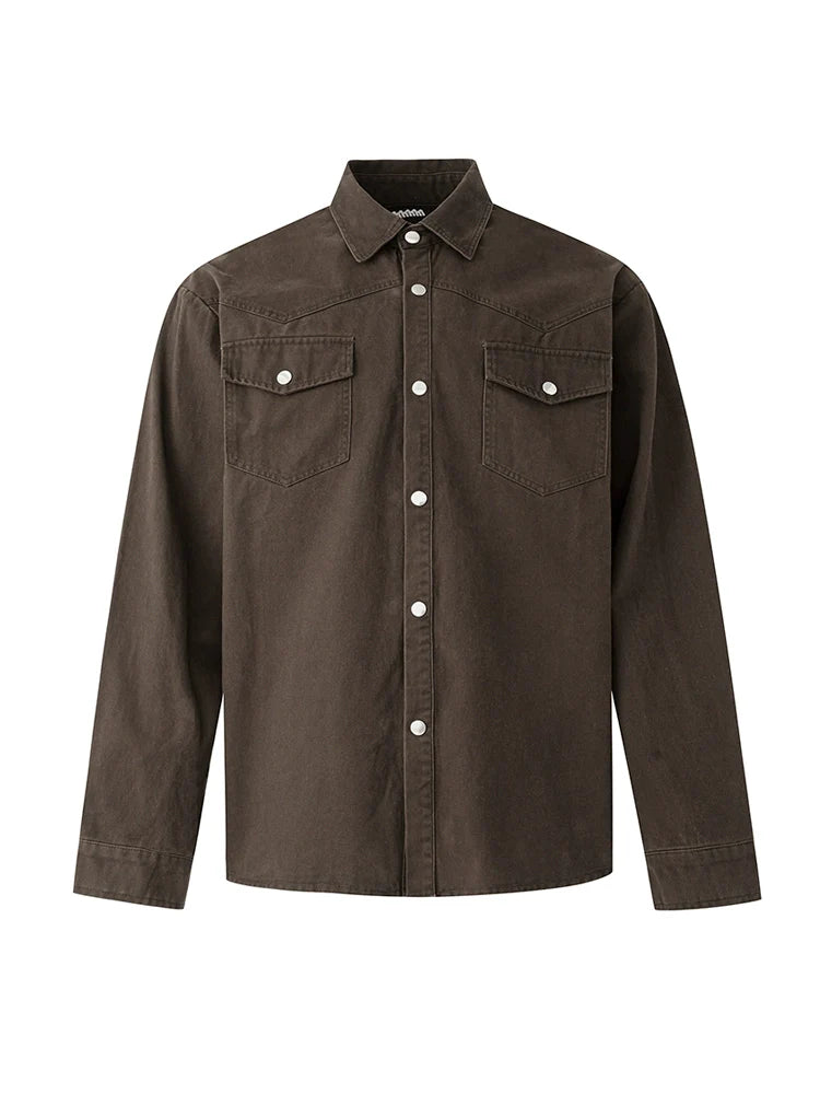 Old Money Wind Tooling Long Sleeve Shirt Men's Autumn Loose Casual Shirt Korean Commuter Old Top