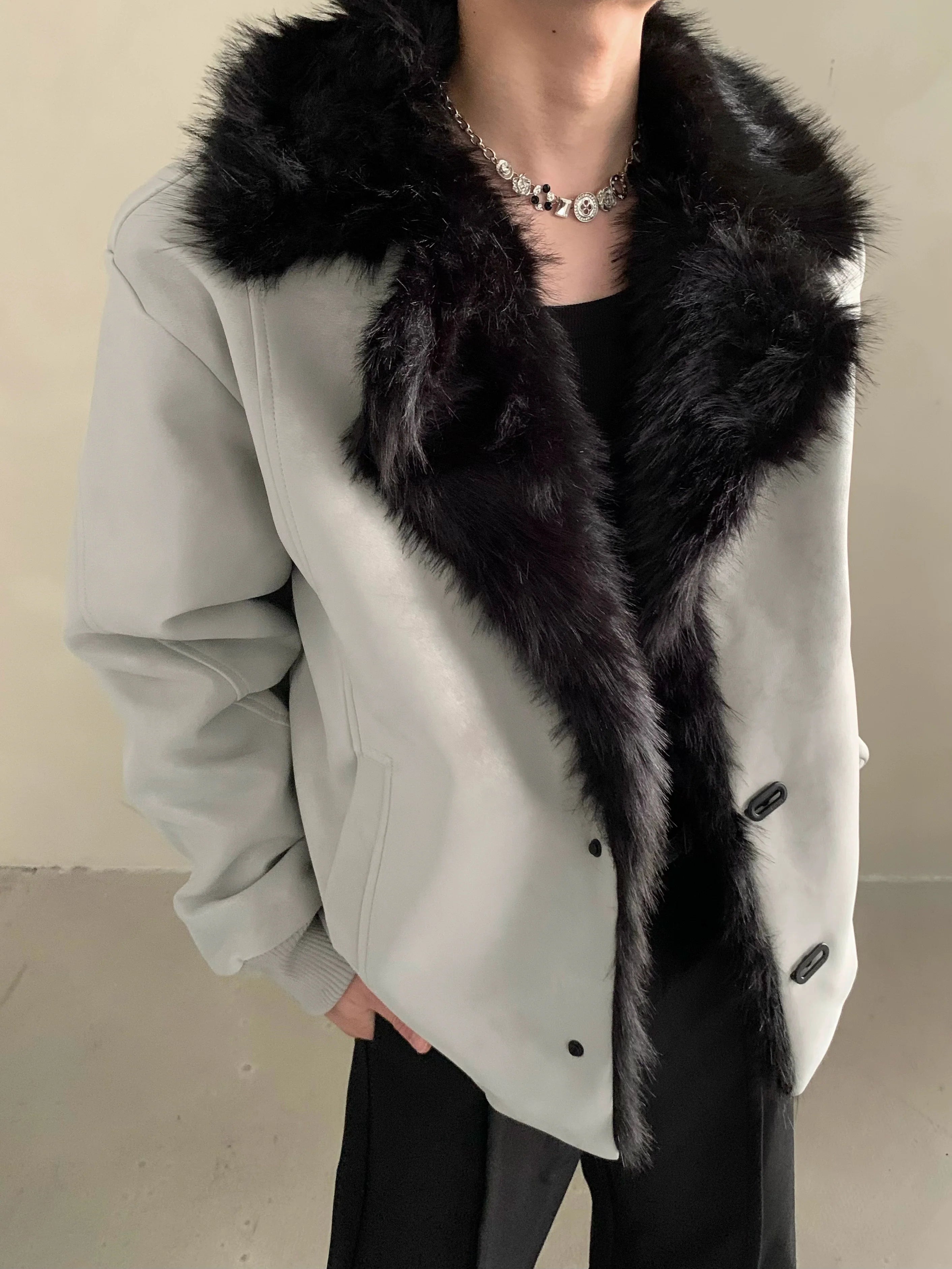 Winter light luxury high-end fur collar seat mountain carved cotton-padded coat men's thickened thermal leather jacket jacket