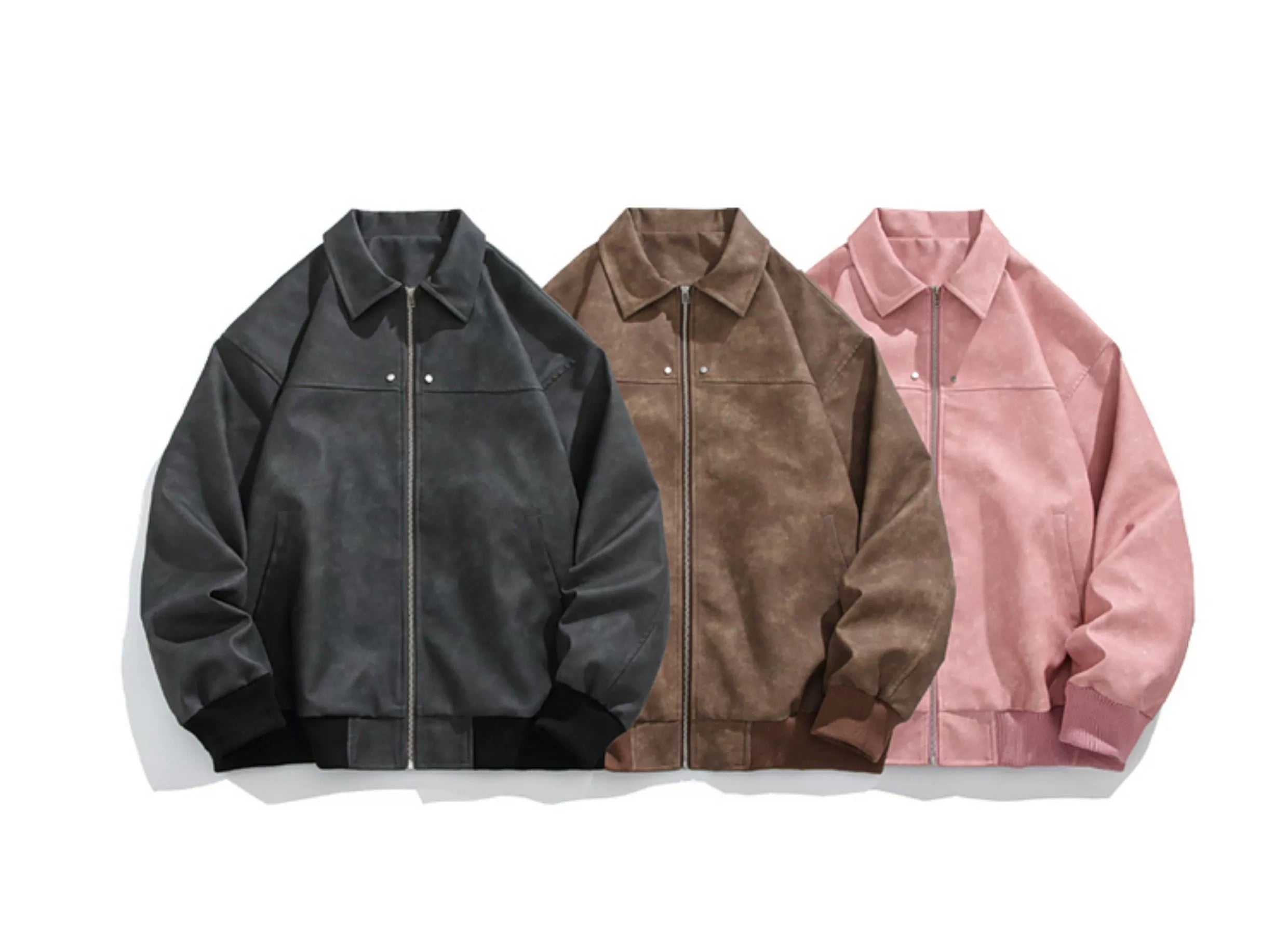 American Vintage Brown Lapel Leather Jacket Men's Maillard Suede Couple Jacket