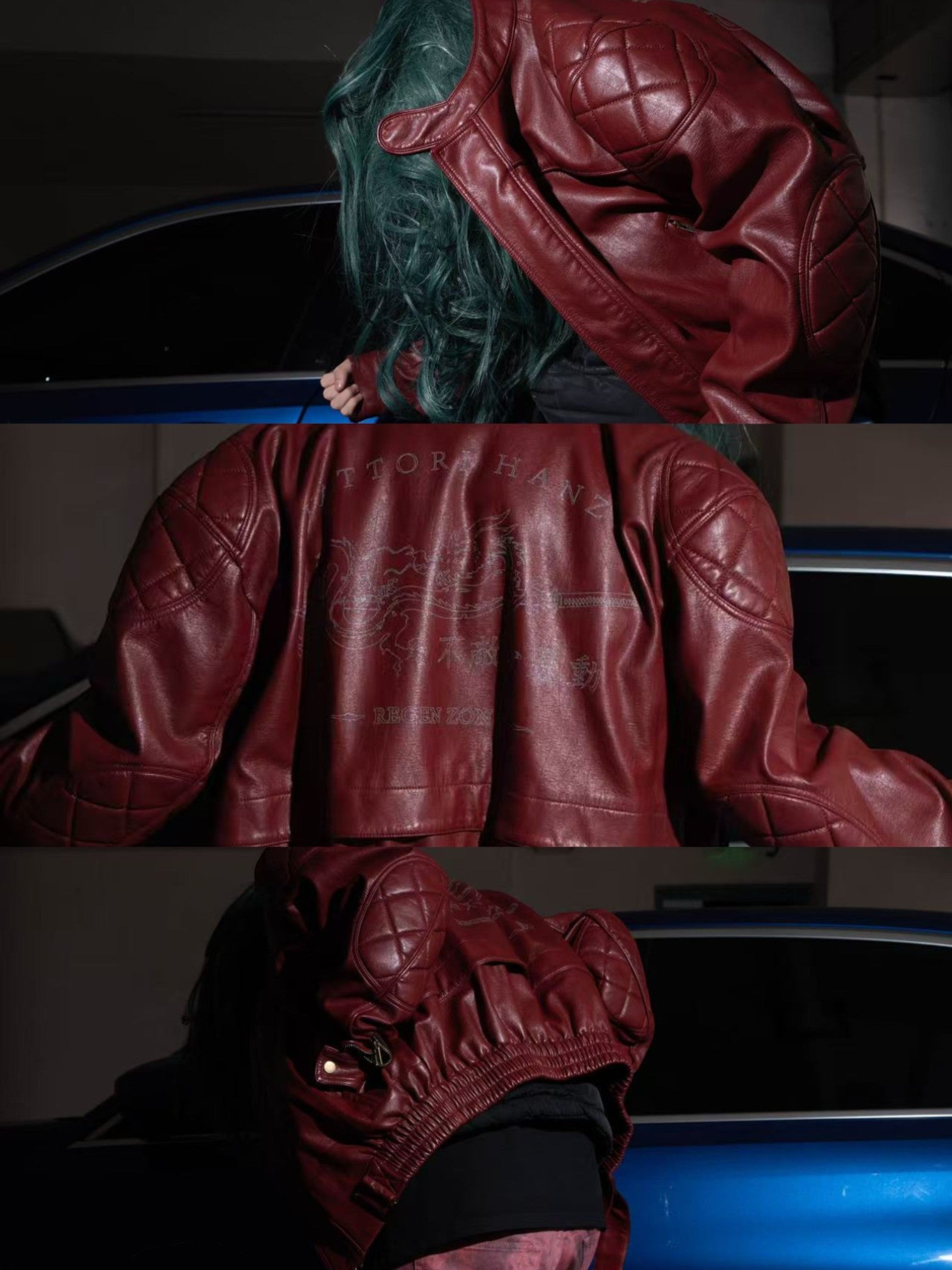 [REGEN ZONE] DRAGON-BLADE FAUX LEATHER JACKET st5026