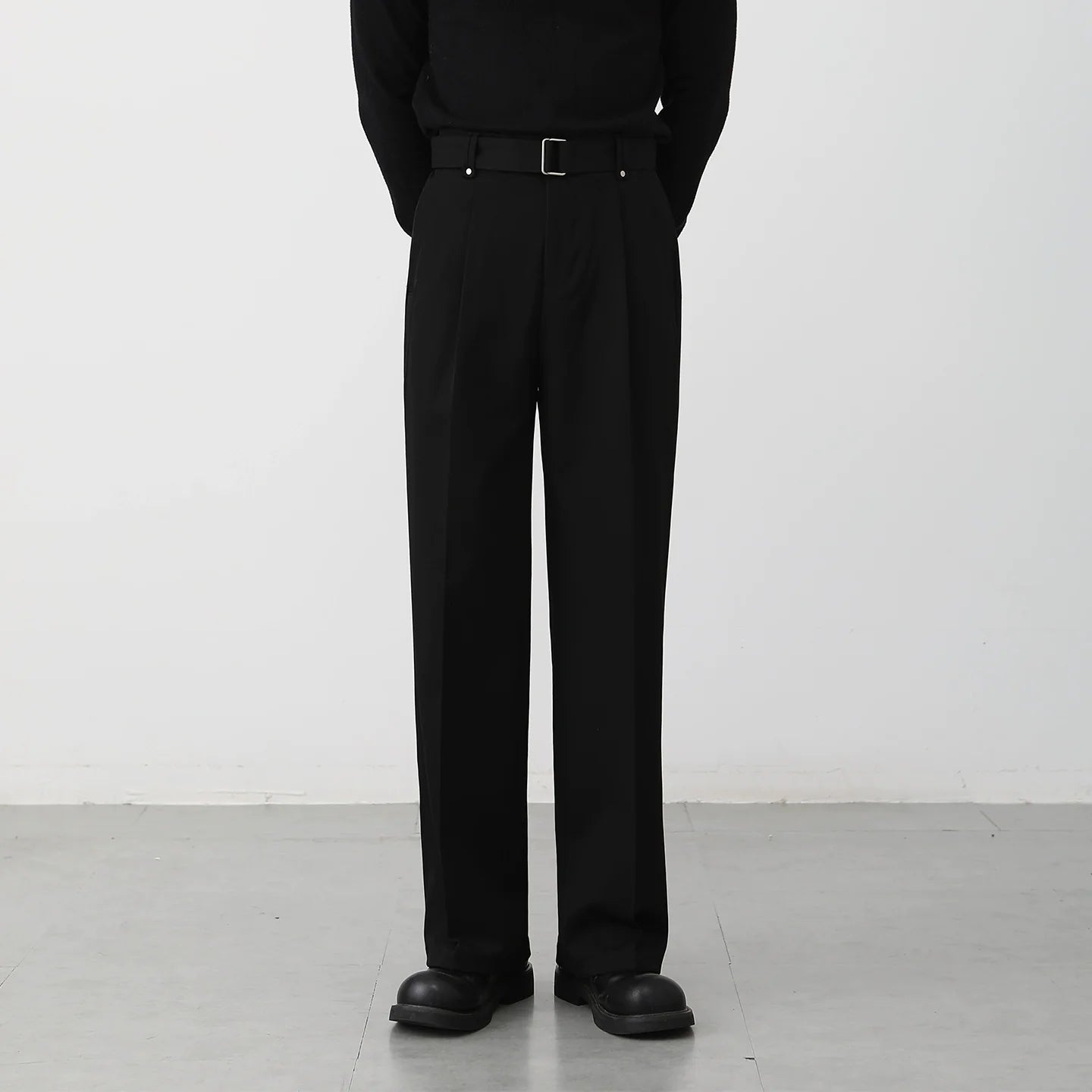 Lässige Herrenhose, gerade geschnitten, koreanischer Stil, weites Bein, Anzughose SIN0949 