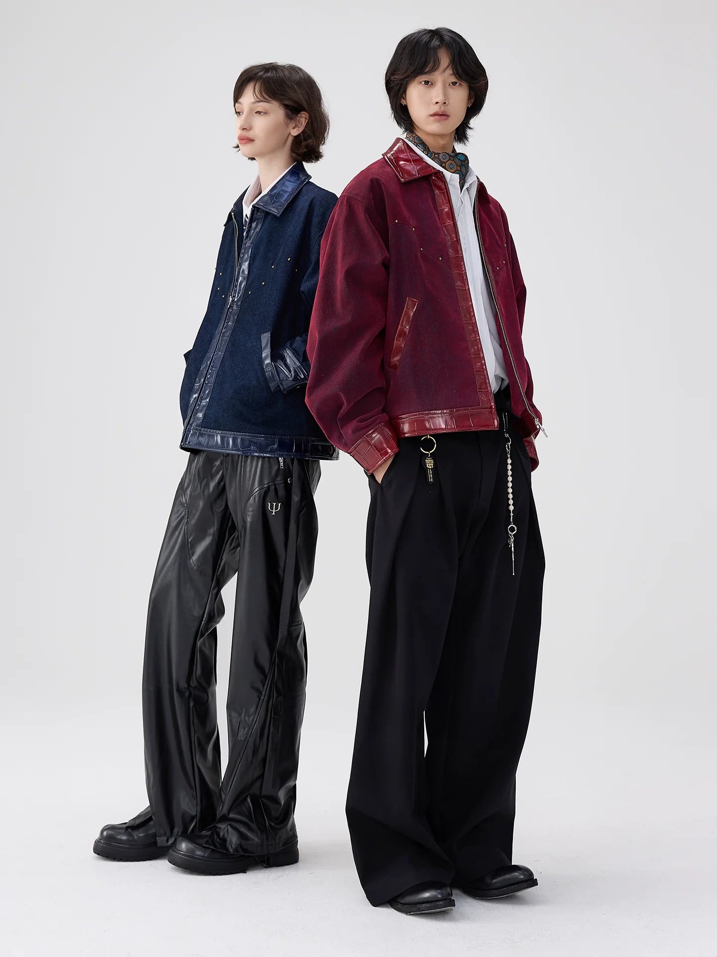 두꺼운 비즈 장식의 마운틴 파이톤 라펠 재킷, 남성용 벨벳 느낌의 워싱 데님 재킷, 트렌디한 디자인 