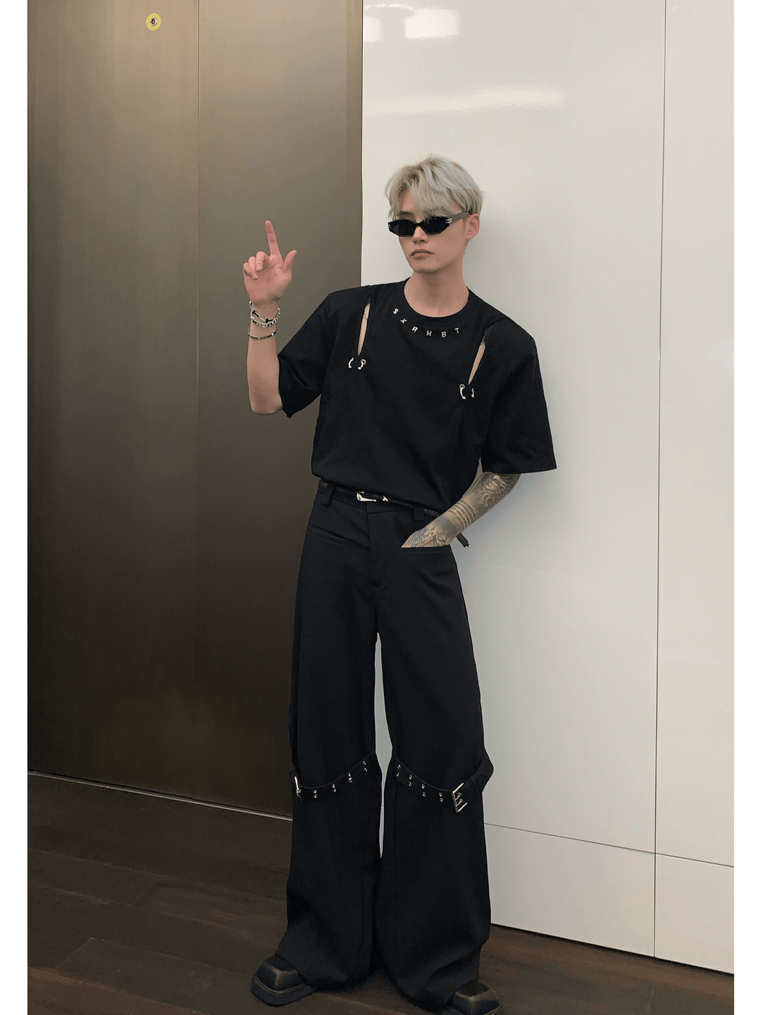 [CUIBUJU] strap design straight suit pants st1755
