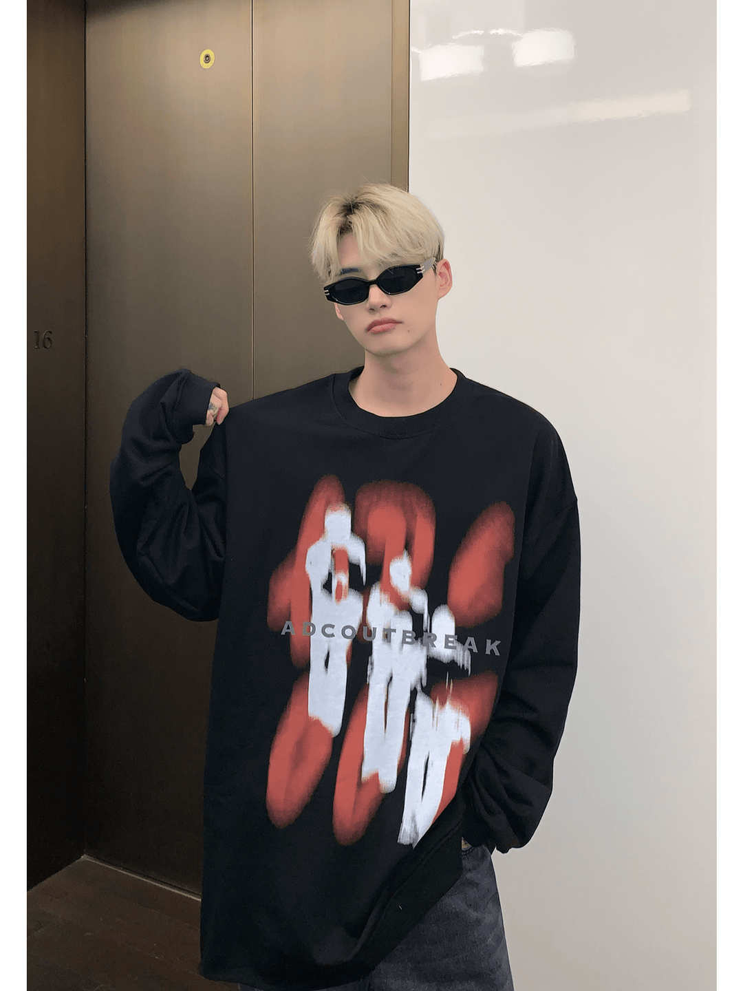 [CUIBUJU] 컬러 콘트라스트 프린팅 스웨터 ST1846