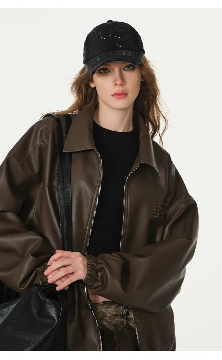 American cleanfit embossed double zipper biker jacket SIN0989