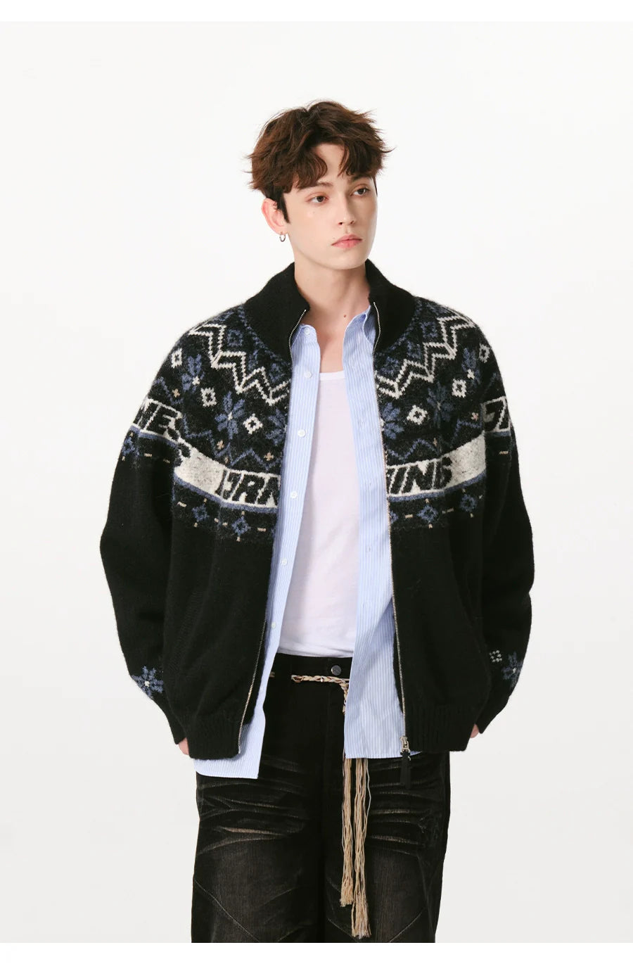 더블 지퍼 니트 스웨터 가디건 커플 스웨터 재킷 SIN0998 