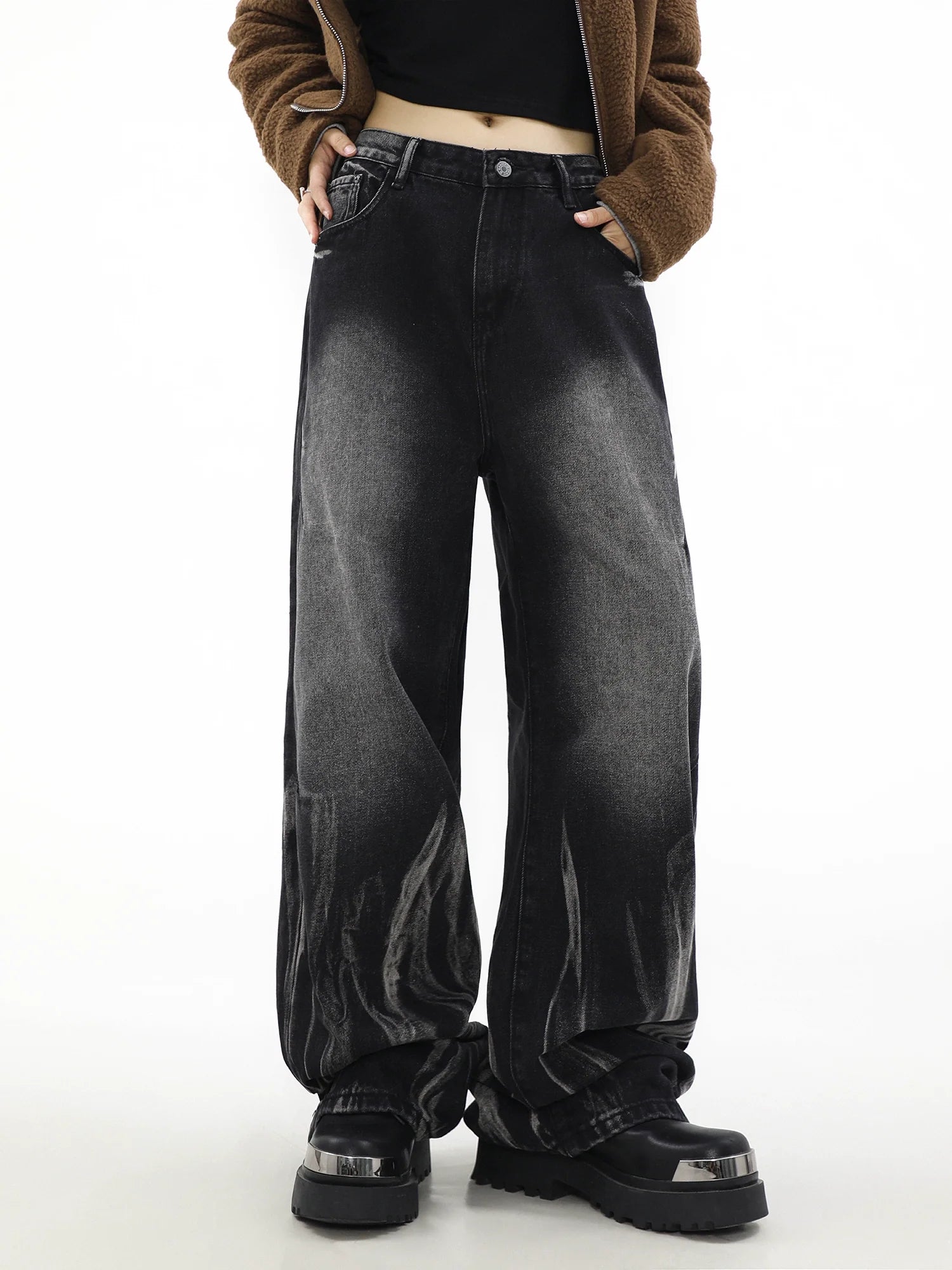 American Jeans Men's Niche Wide Leg Straight Drop Loose Tie-Dyed High Street Pants Retro Trousers