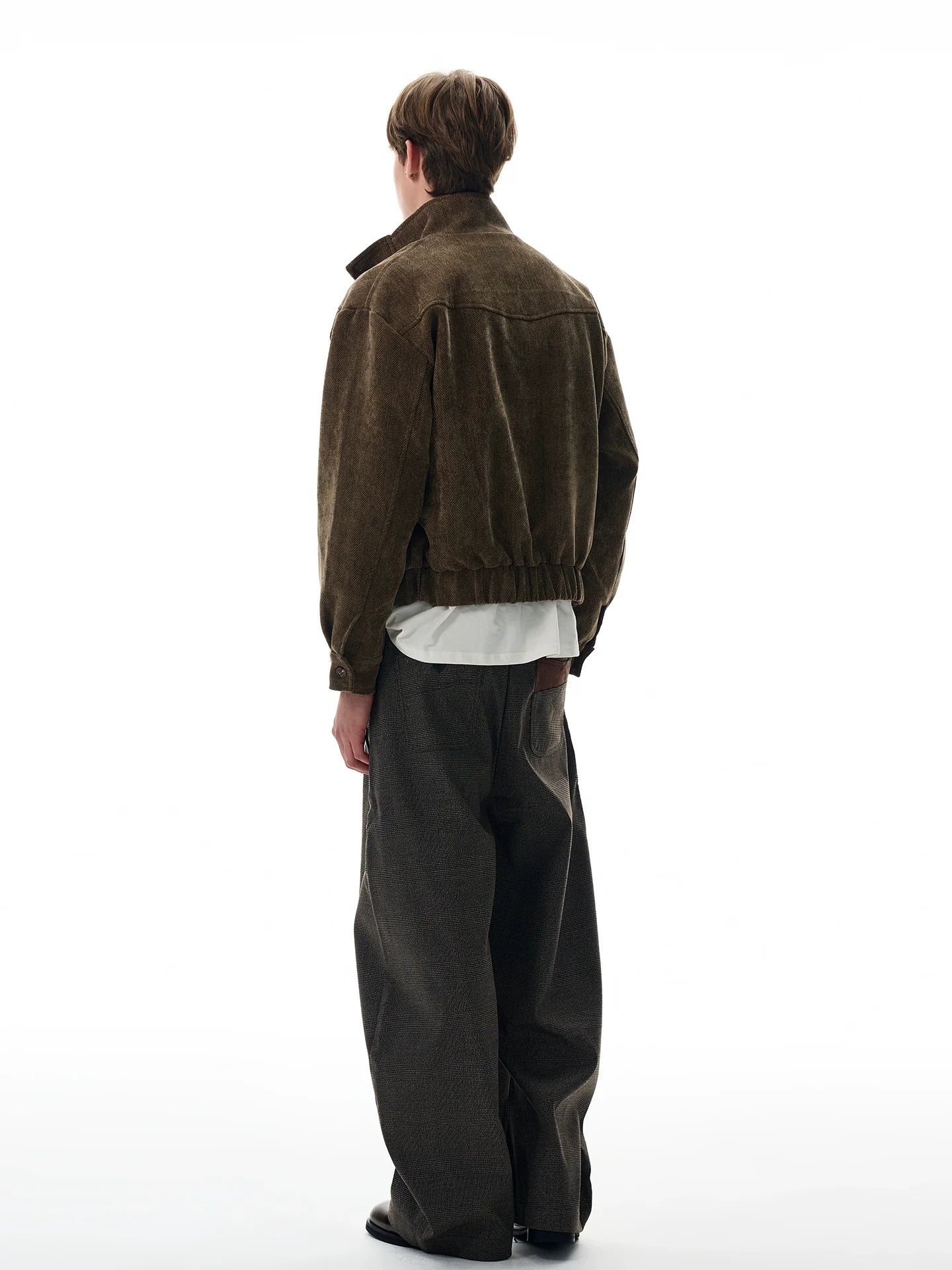 Vintage Barn brown textured stand-up collar jacket SIN0971