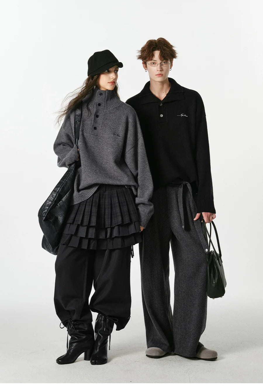 Warm turtleneck sweater men's embroidery lazy couple outfit SIN0801