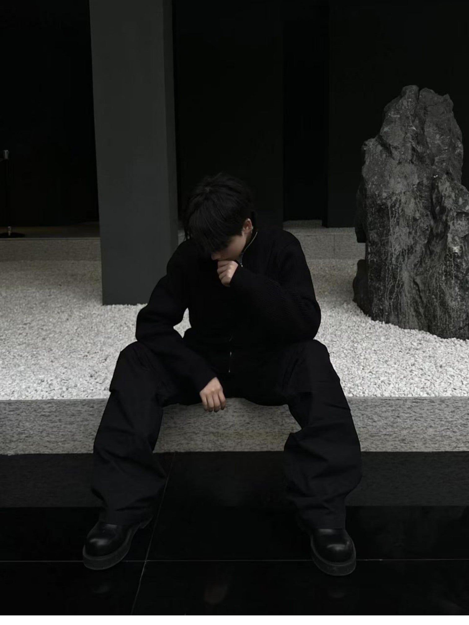 [WXB] 한국산 골지 지퍼업 하이칼라 셔츠 st4010