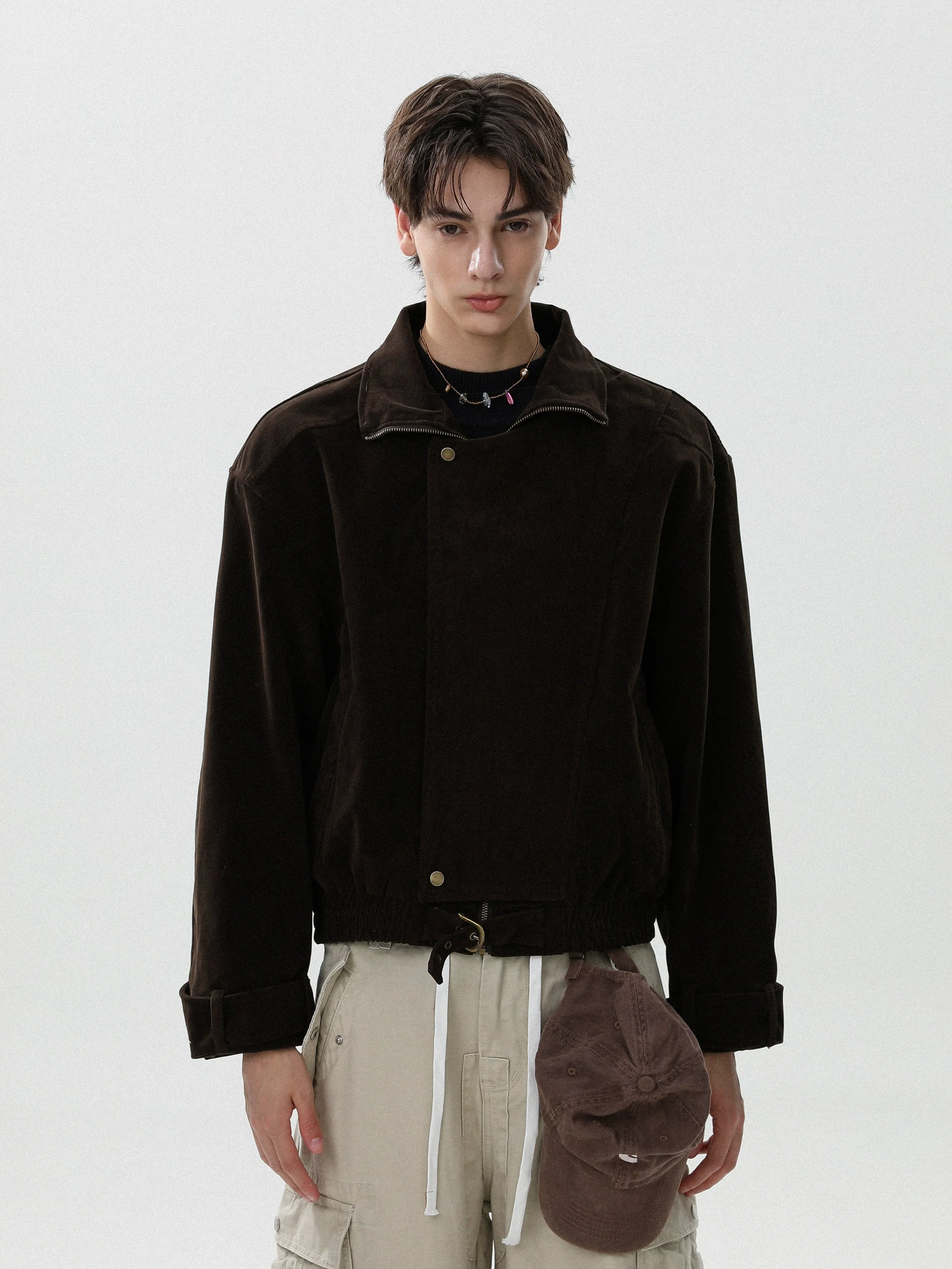 American slack lazy style retro jacket for men and women autumn loose stiff ruffian handsome coat couple