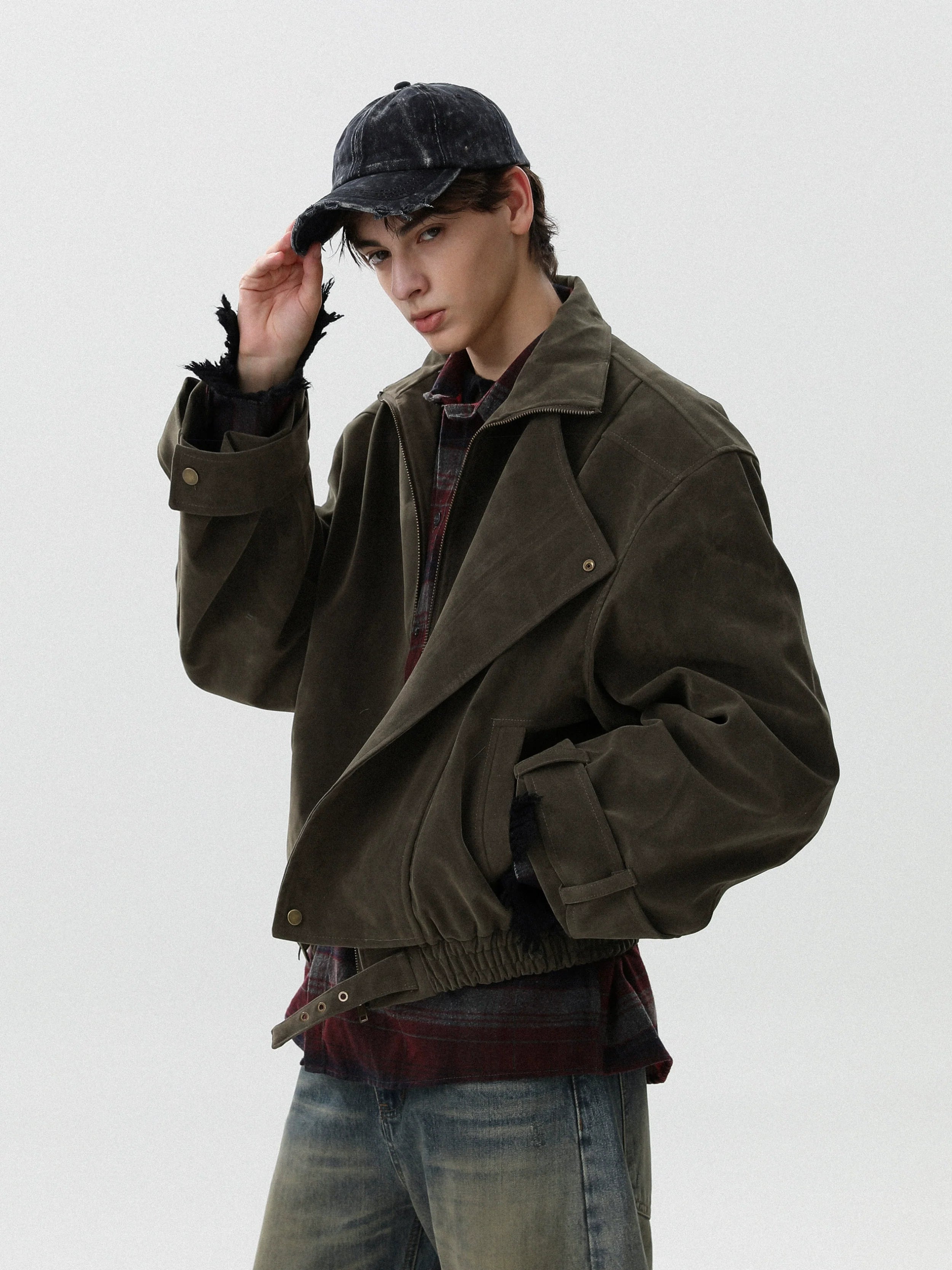 American slack lazy style retro jacket for men and women autumn loose stiff ruffian handsome coat couple