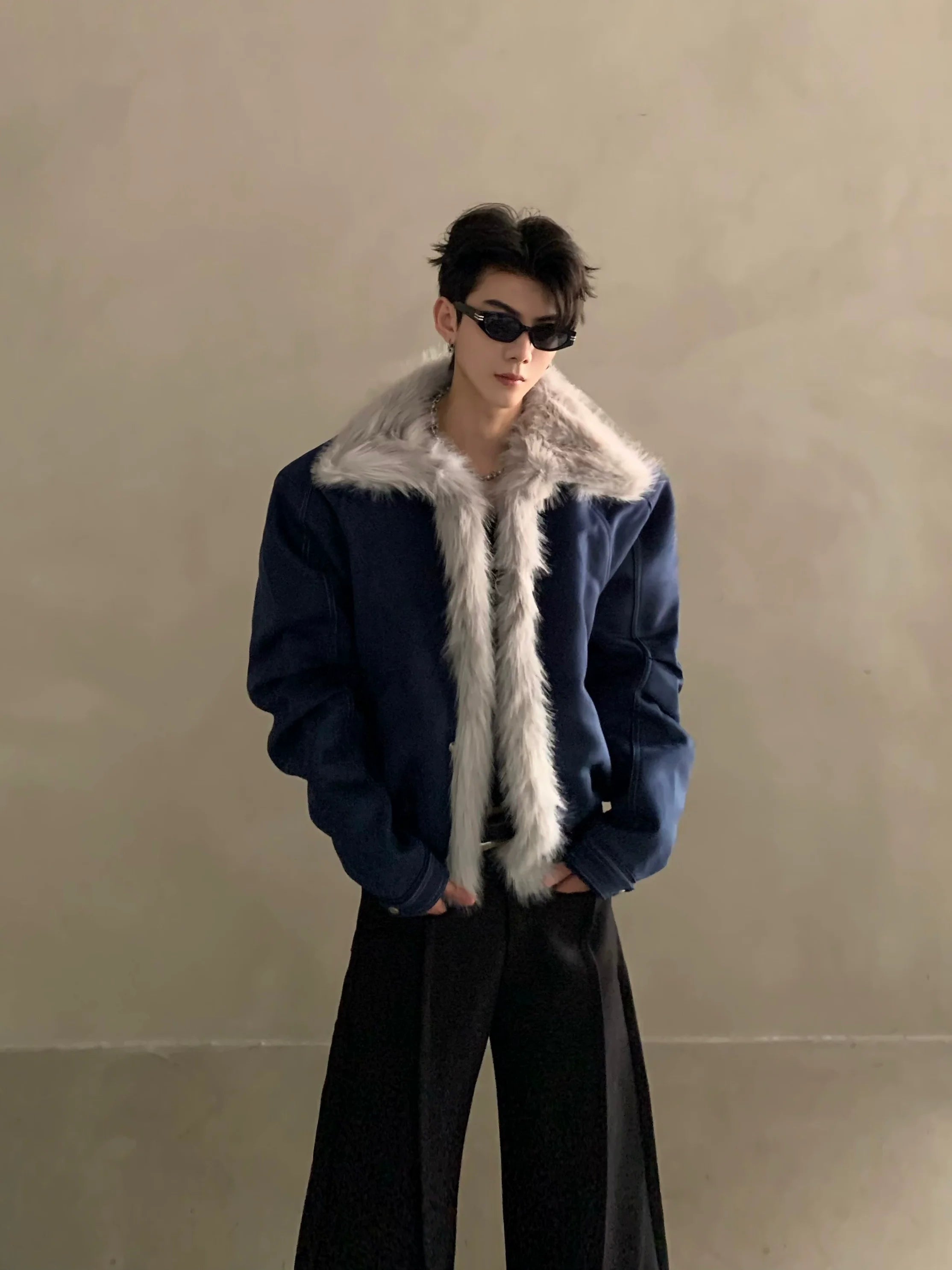 Winter niche high-end ruffian handsome sweater-neck cotton-padded jacket for men with thickened thermal seat mountain carving cotton-padded jacket