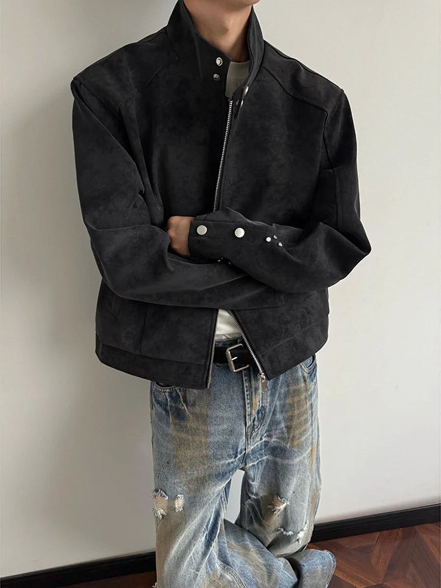 American Harrington pu leather jacket jacket men's trendy brand autumn high street design sense ruffian handsome locomotive suit stand-up collar leather jacket