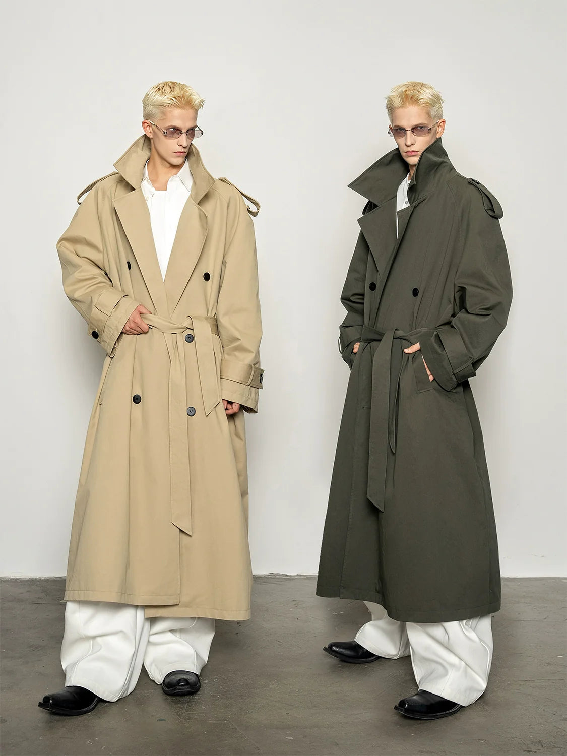 Premium slack large silhouette long trench coat men's classic casual loose coat coat