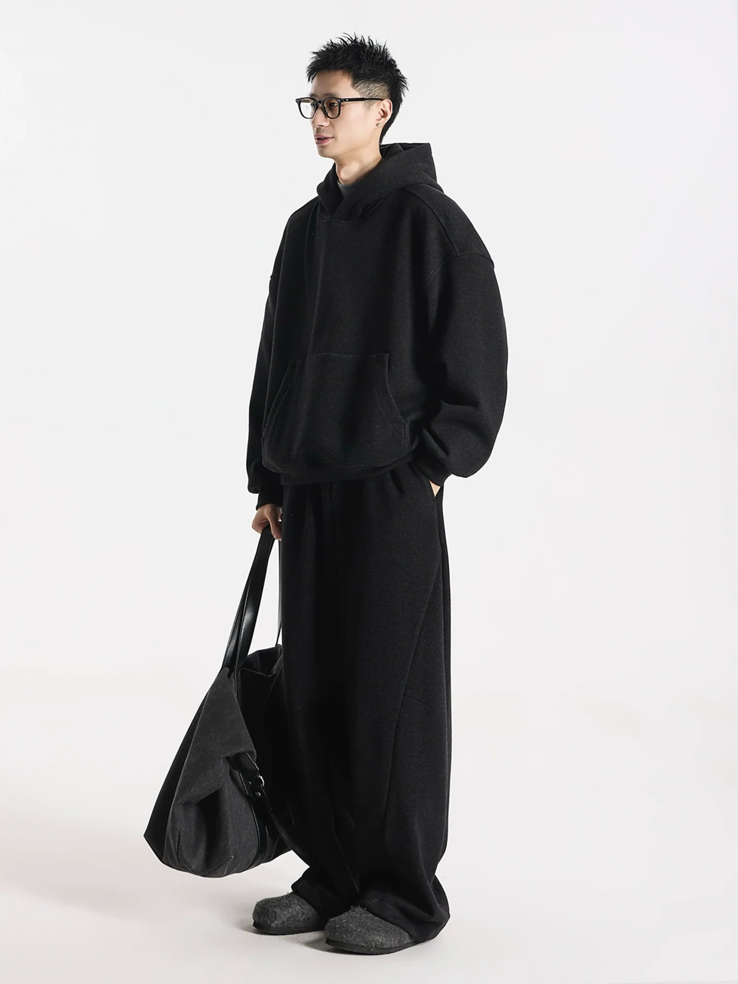 Kangaroo sweater heavy double stream spinning terry cloth stacked wear velvet kangaroo hooded sweater set