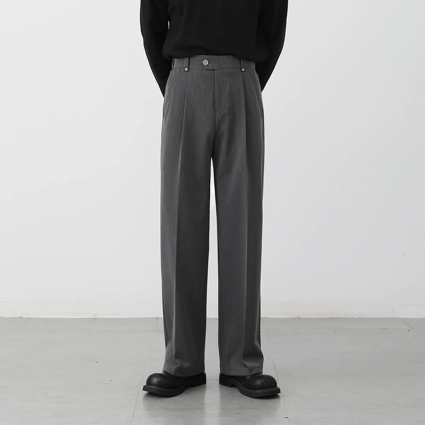 Lässige Herrenhose, gerade geschnitten, koreanischer Stil, weites Bein, Anzughose SIN0949 