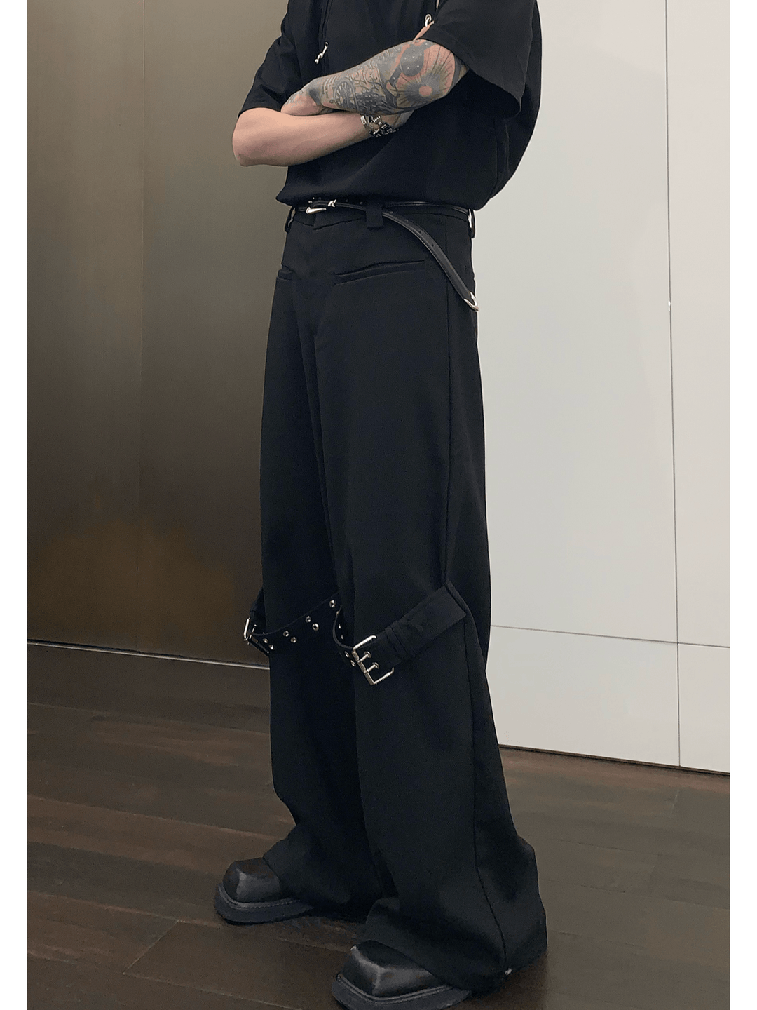 [CUIBUJU] strap design straight suit pants st1755
