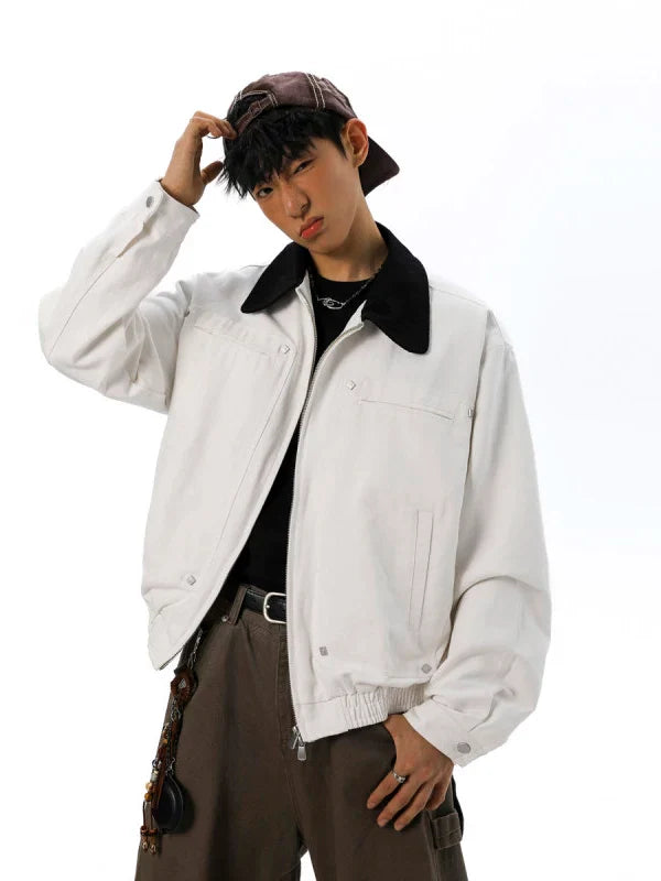 Lapel Vintage Jacket Washed Jacket White Jacket SIN0920