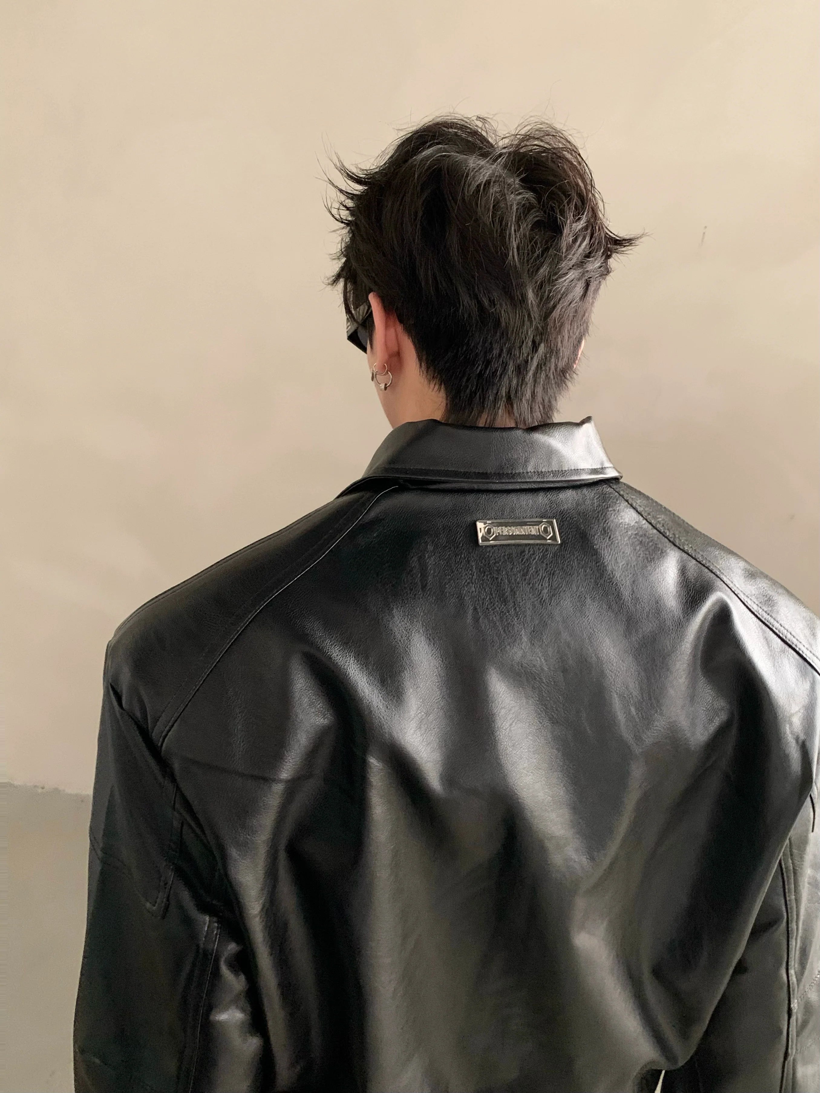 Niche deconstruction zipper design jacket premium American gallery cleanfit leather jacket