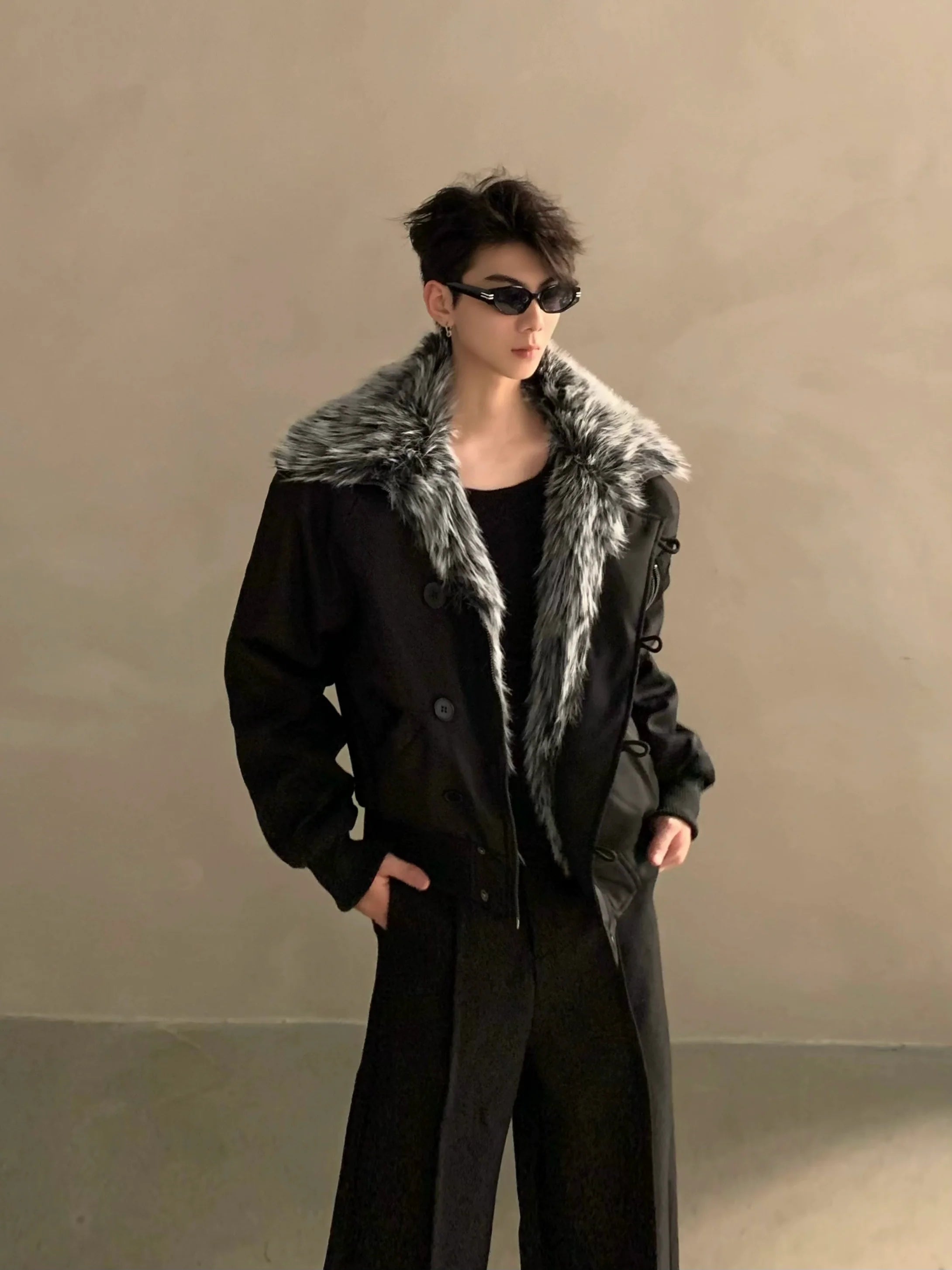 Winter fur collar mountain carving cotton clothes men's thickened warm cotton-padded jacket loose high-end jacket