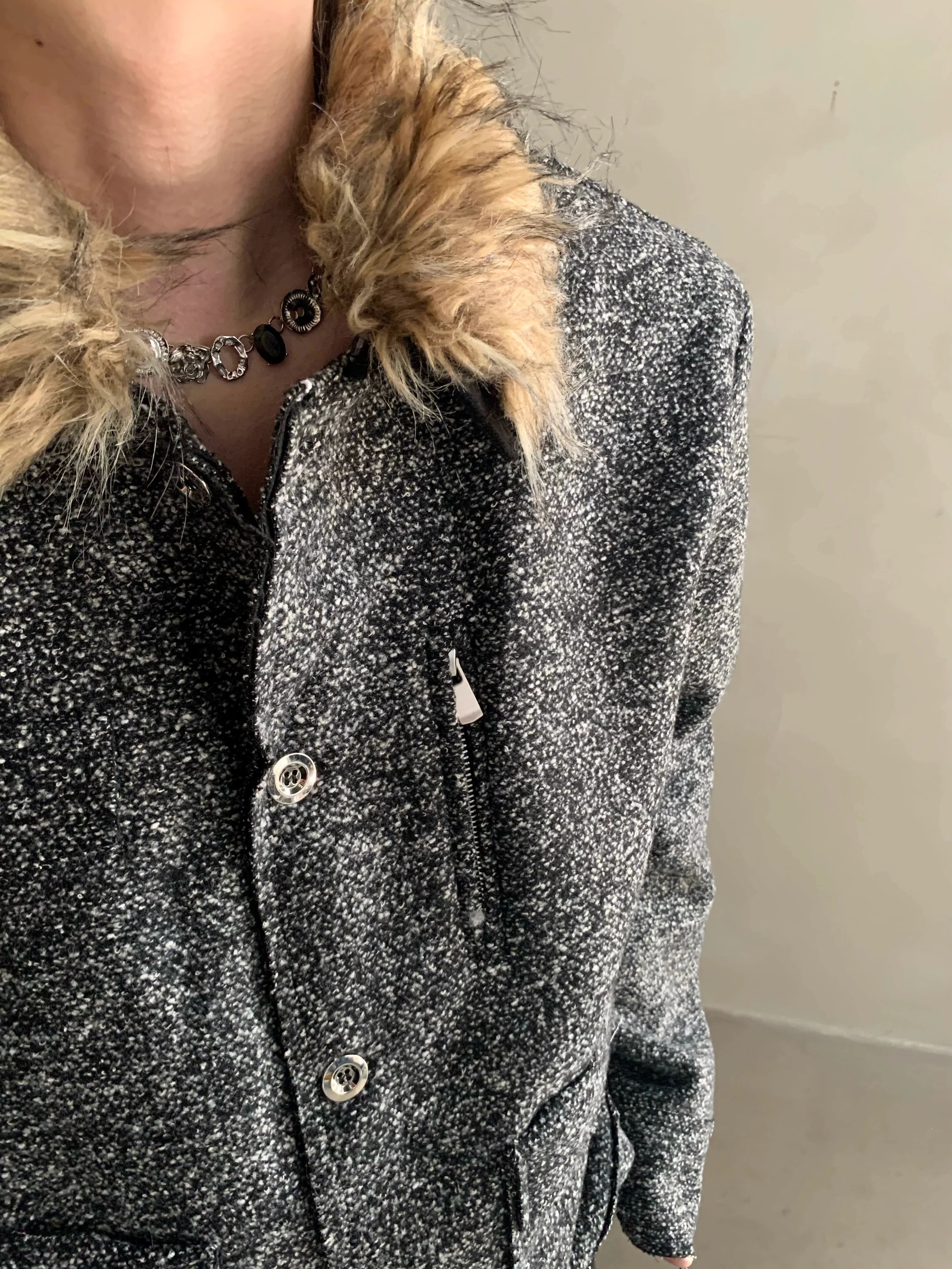 Winter niche light luxury fur collar shoulder padded small fragrant jacket men's high-end short padded jacket