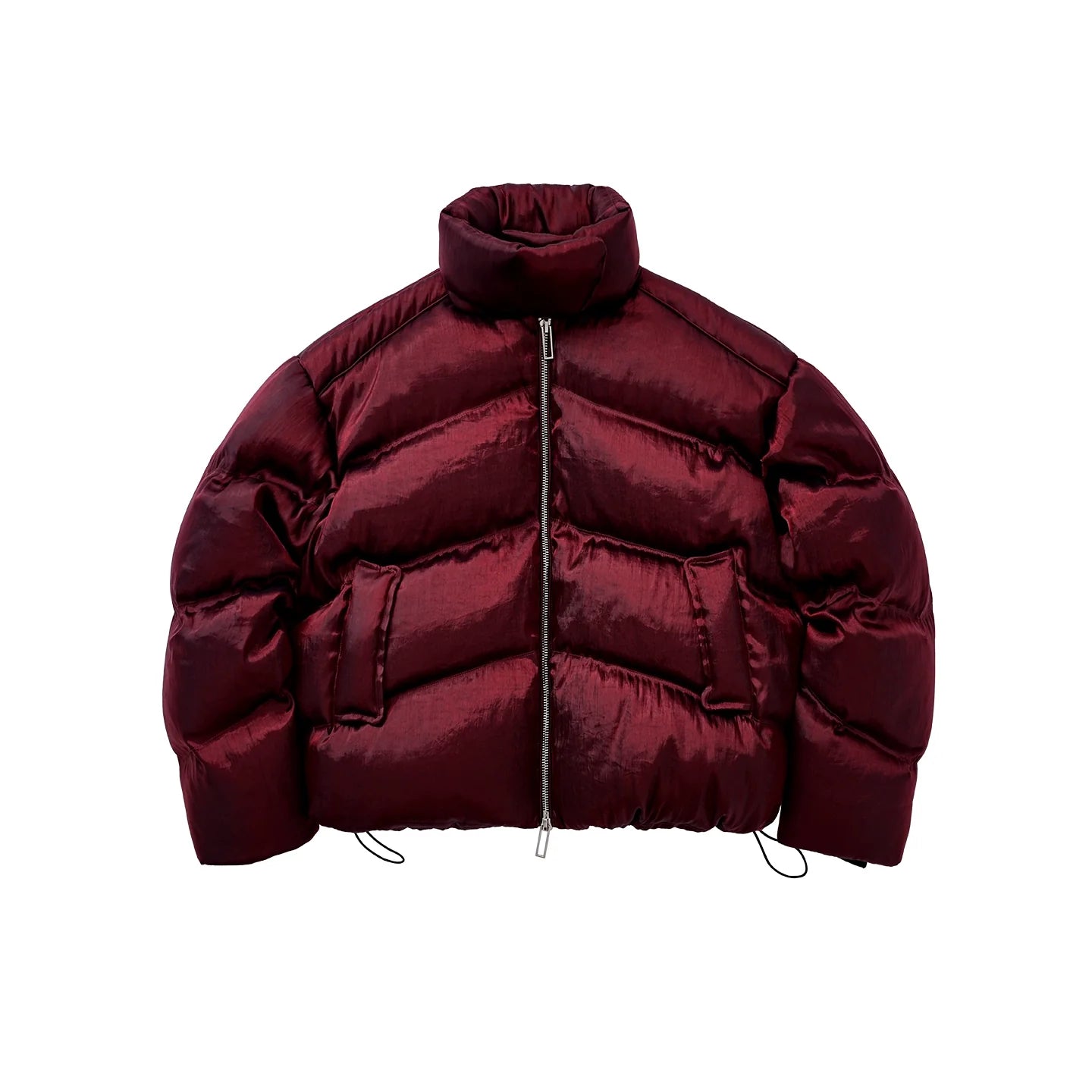 Heavy liquid metal texture white duck down thickened stand-up collar down jacket men and women the same winter coat