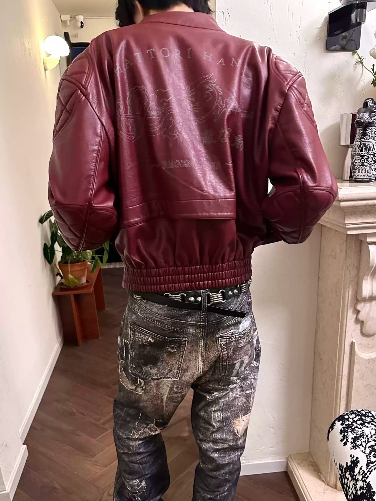 [REGEN ZONE] DRAGON-BLADE FAUX LEATHER JACKET st5026