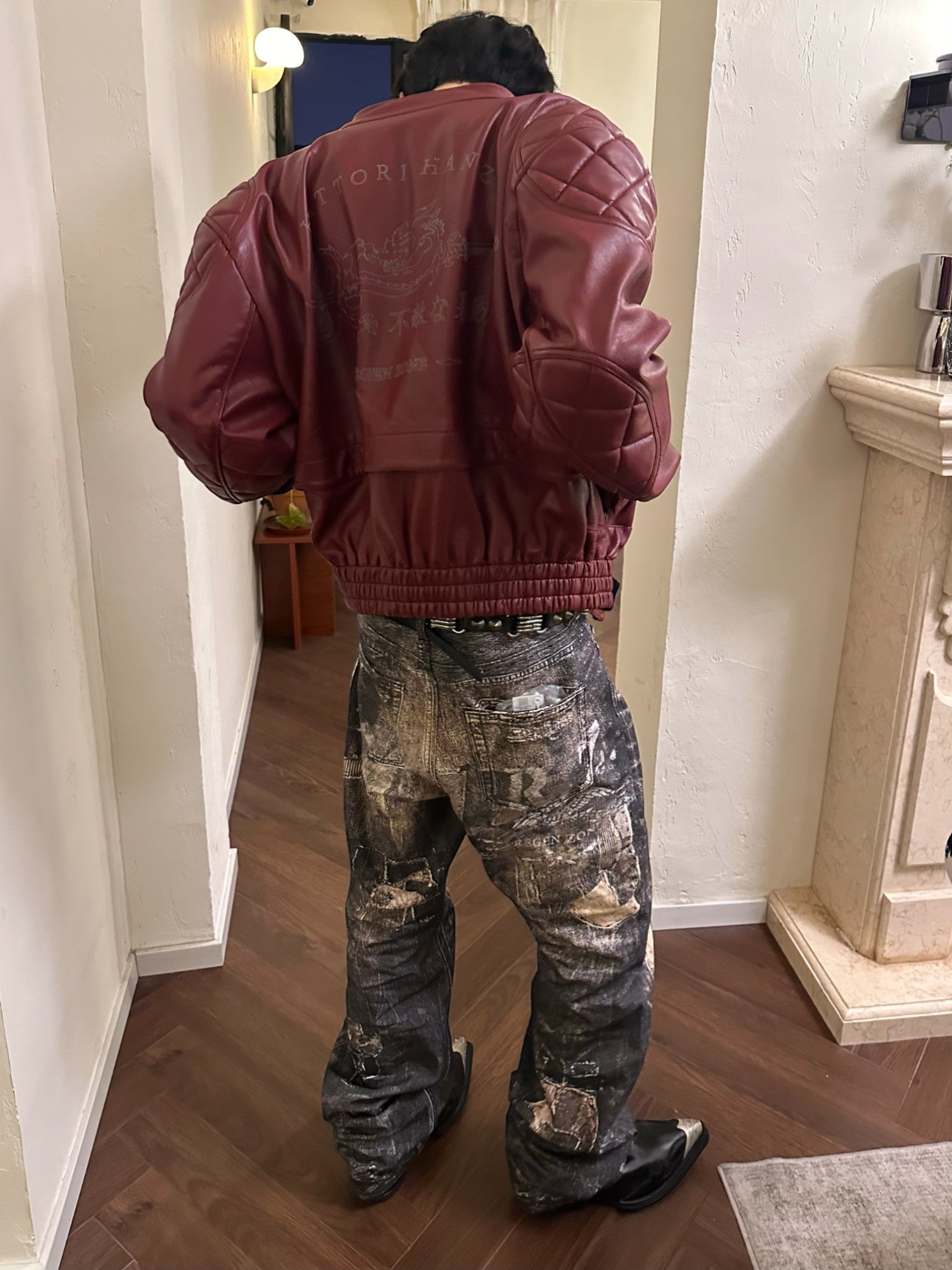 [REGEN ZONE] DRAGON-BLADE FAUX LEATHER JACKET st5026