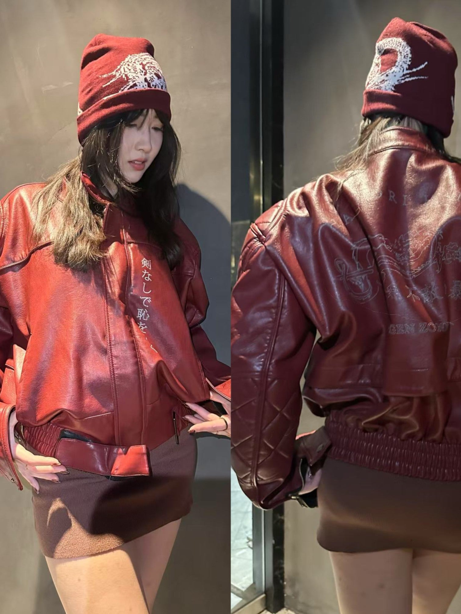 [REGEN ZONE] DRAGON-BLADE FAUX LEATHER JACKET st5026