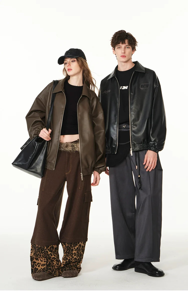 American cleanfit embossed double zipper biker jacket SIN0989