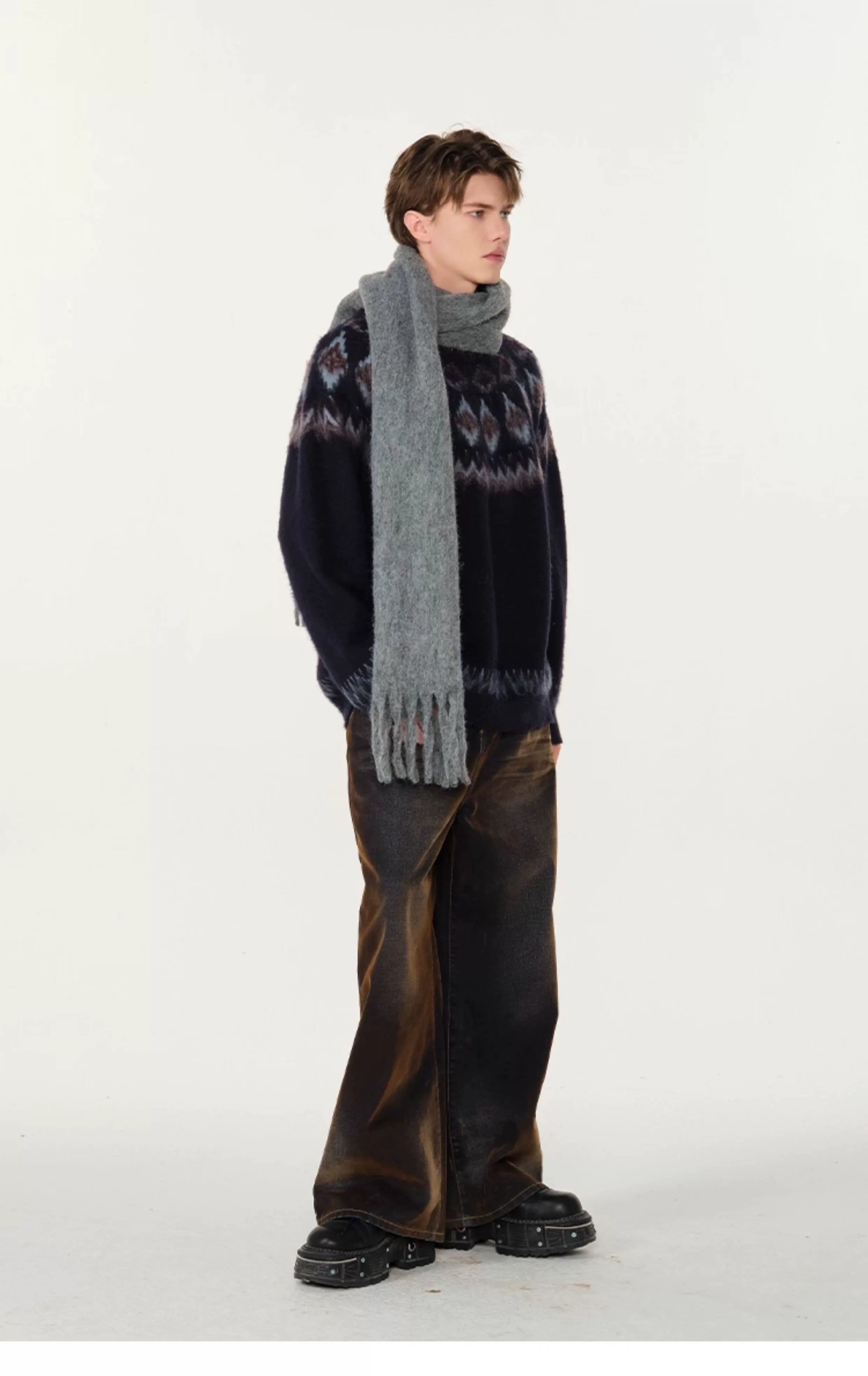 빈티지 자카드 스웨터 커플 스웨터 SIN0996 