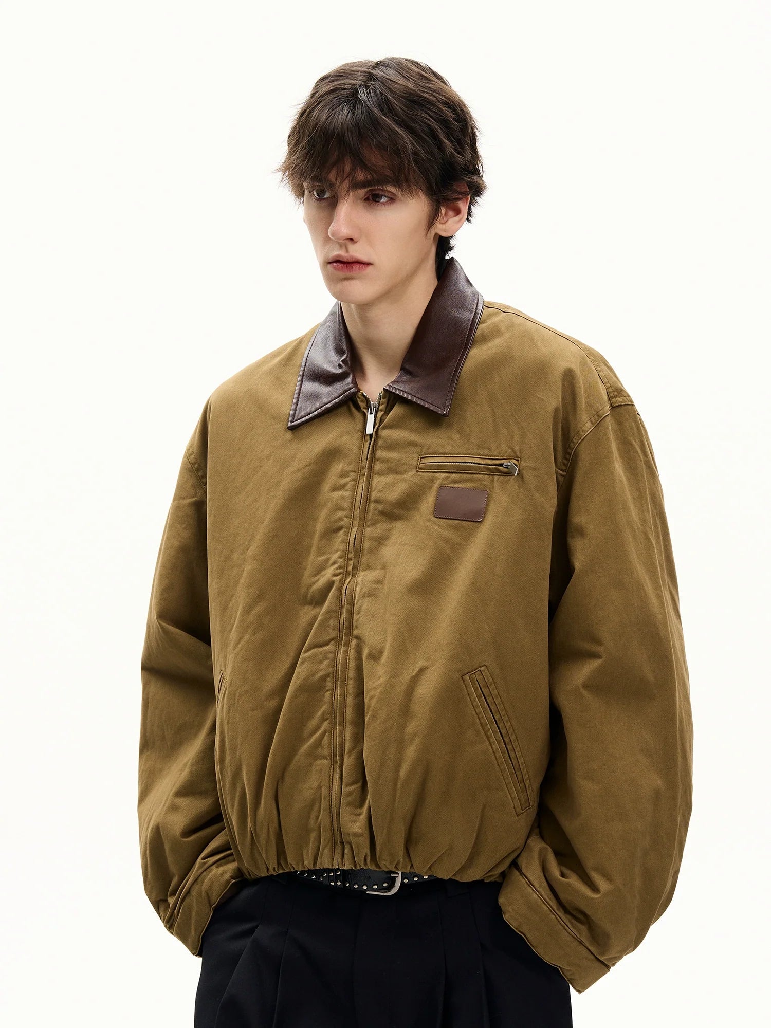 Vintage Contrast Lapel Pilot Padded Jacket SIN0978